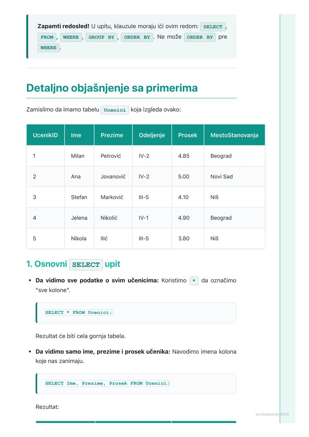 # SQL - upiti za preuzimanje
podataka (SELECT)

Uvod u preuzimanje podataka (SELECT)

SQL (Structured Query Language) je jezik koji koristim