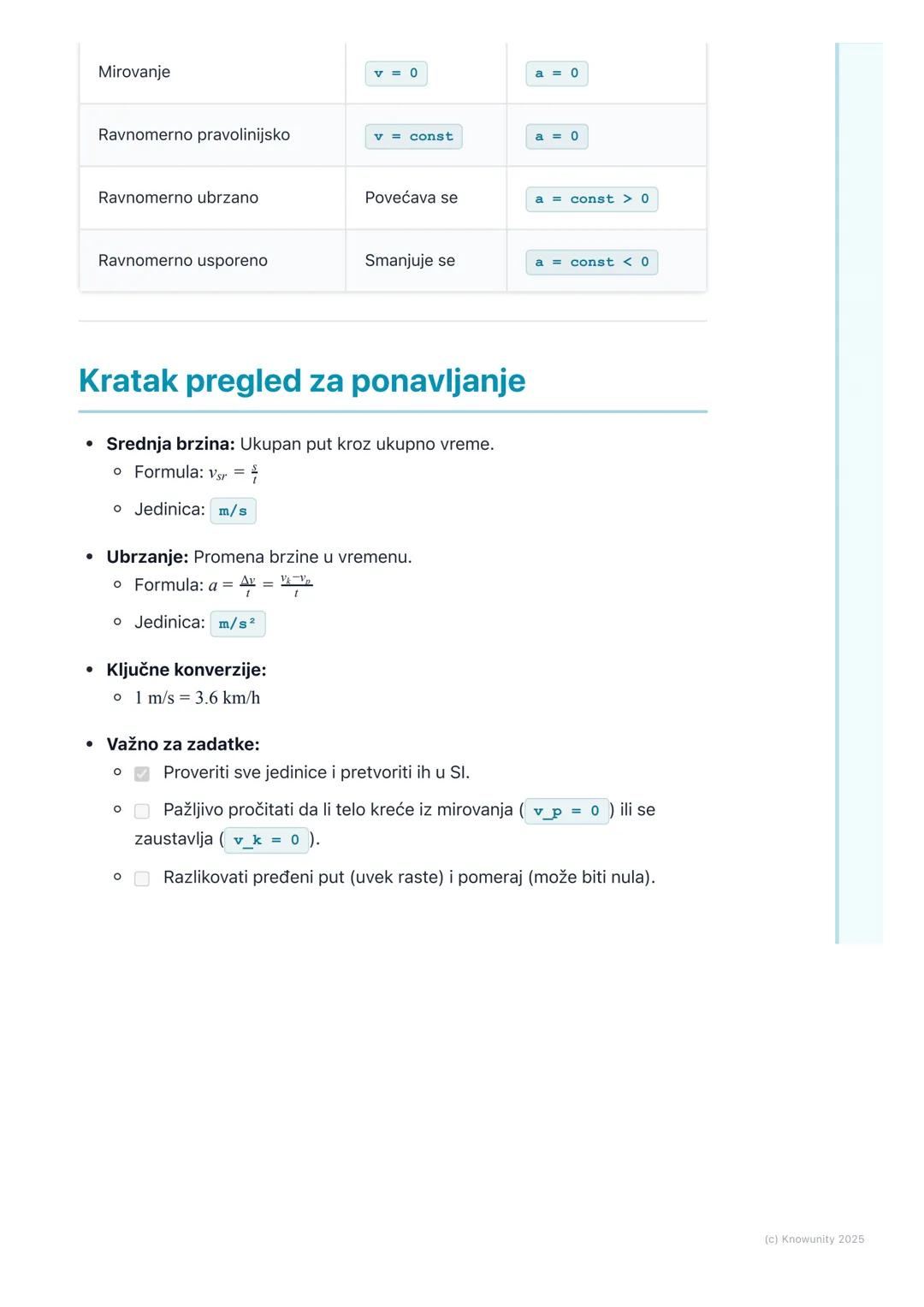 # Brzina i ubrzanje

# Uvod u brzinu i ubrzanje

Kinematika opisuje kretanje tela, a da ne ulazi u to zašto se kreću (to je
dinamika). Dva o