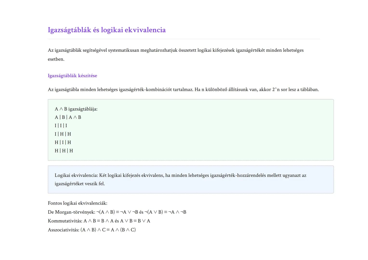 Logika és halmazelmélet: Logikai műveletek és következtetés
Logikai műveletek, következtetési szabályok és halmazelméleti alapok
Matematika 