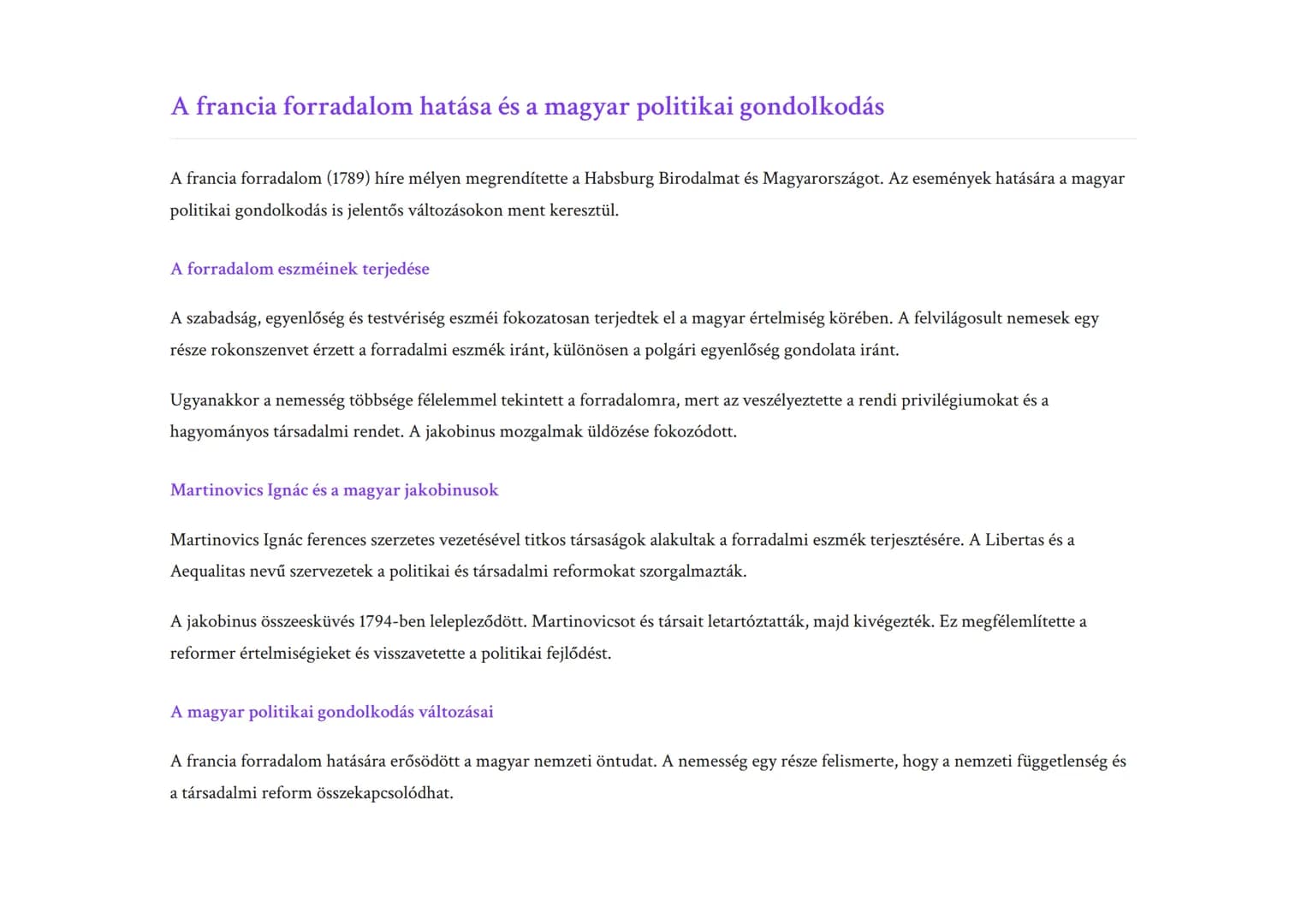 A felvilágosodás kora és forradalmak: Magyarország helyzete
Magyarország társadalmi és politikai változásai a felvilágosodás korában
Történe
