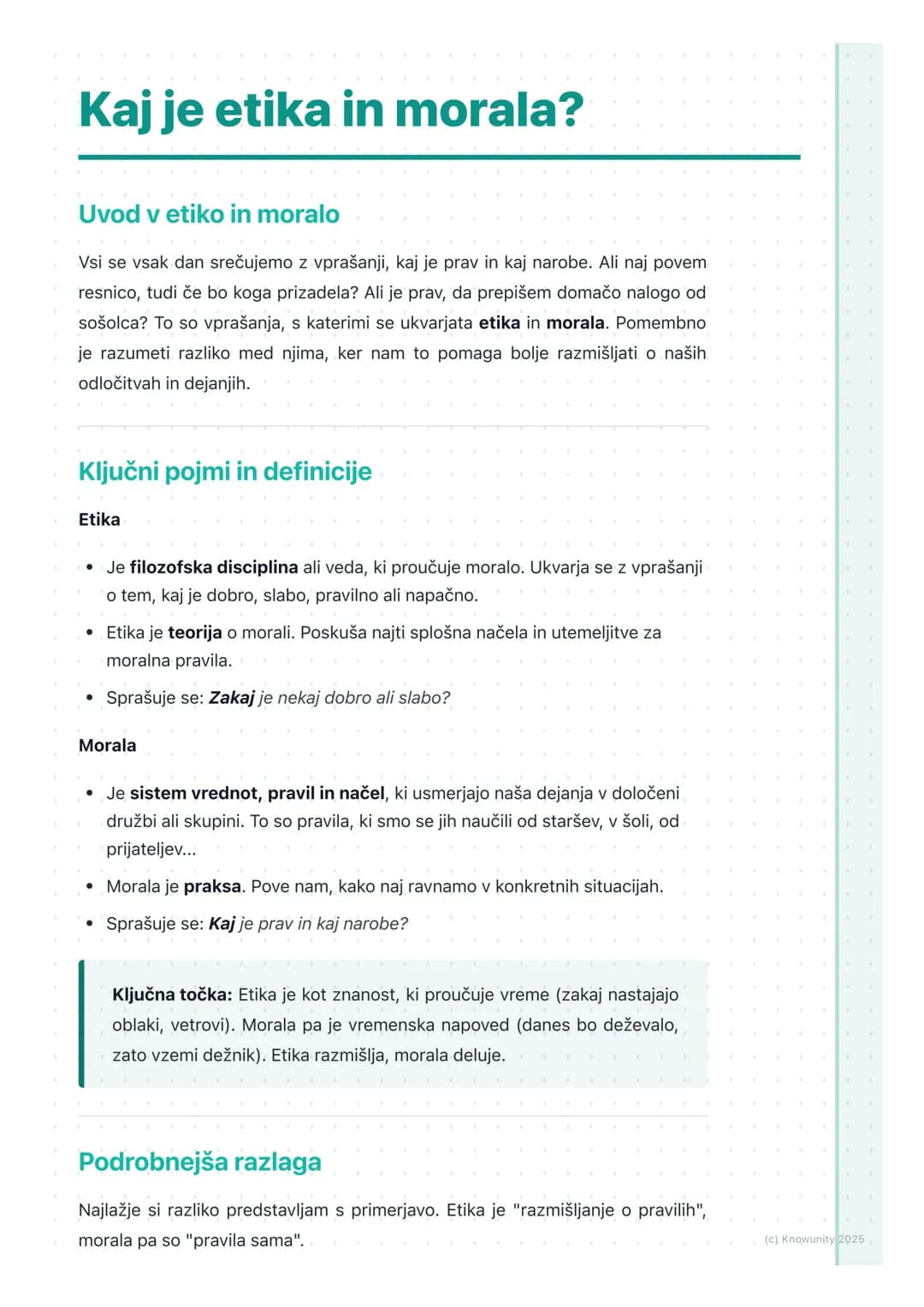 # Kaj je etika in morala?

Uvod v etiko in moralo

Vsi se vsak dan srečujemo z vprašanji, kaj je prav in kaj narobe. Ali naj povem
resnico, 