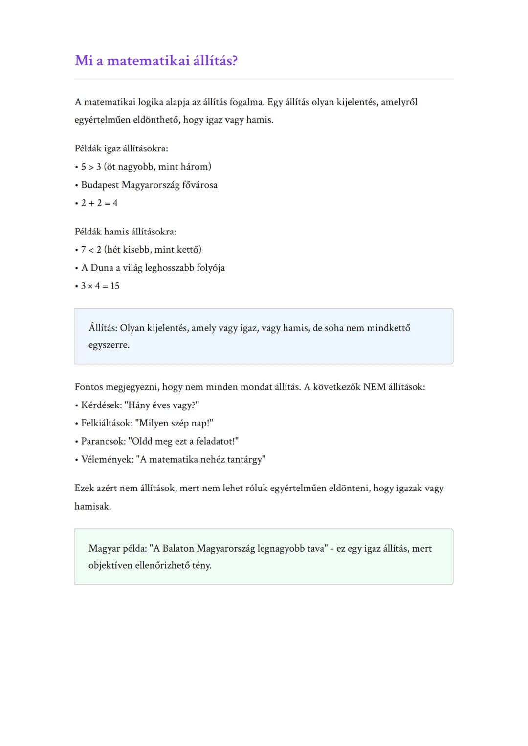 Matematikai logika alapfogalmai:
állítások és igazságtáblák
Logikai állítások, műveletek és igazságtáblák megértése
Matematika 	Grade 12 	Hu