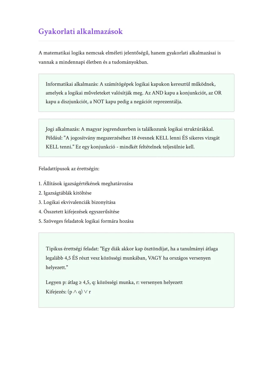 Matematikai logika alapfogalmai:
állítások és igazságtáblák
Logikai állítások, műveletek és igazságtáblák megértése
Matematika 	Grade 12 	Hu