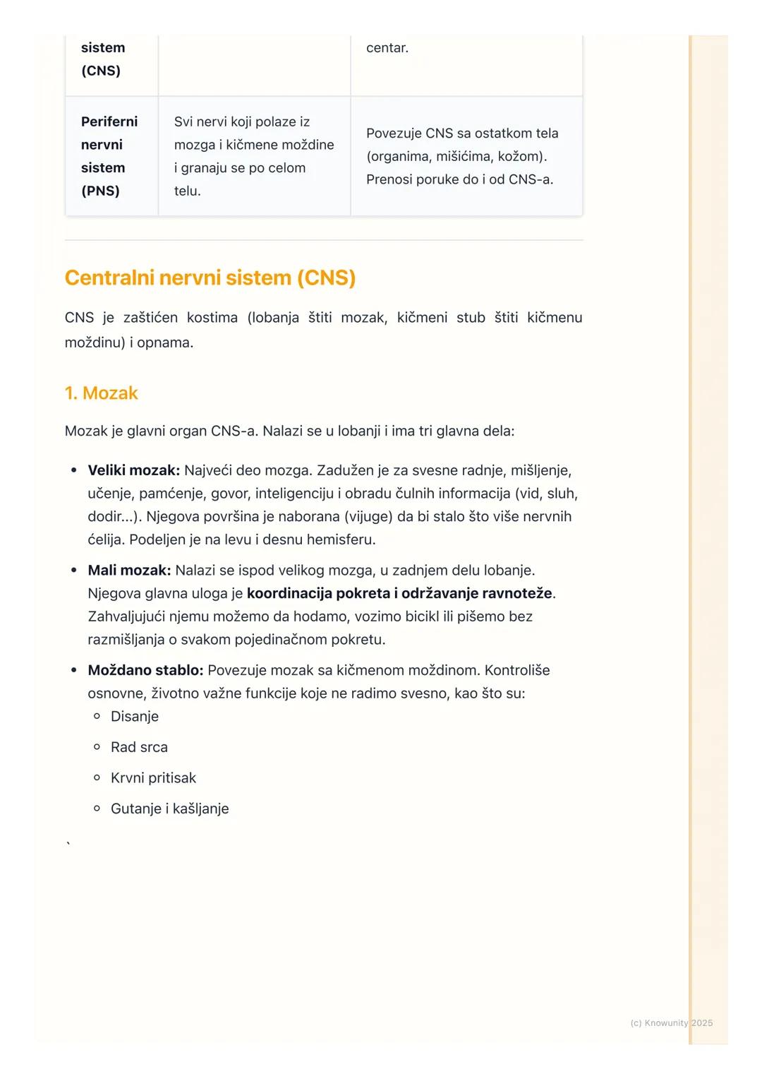 # Nervni sistem

## Uvod u nervni sistem

Nervni sistem je najsloženiji sistem organa u našem telu. Njegova glavna uloga
je da kontroliše i 