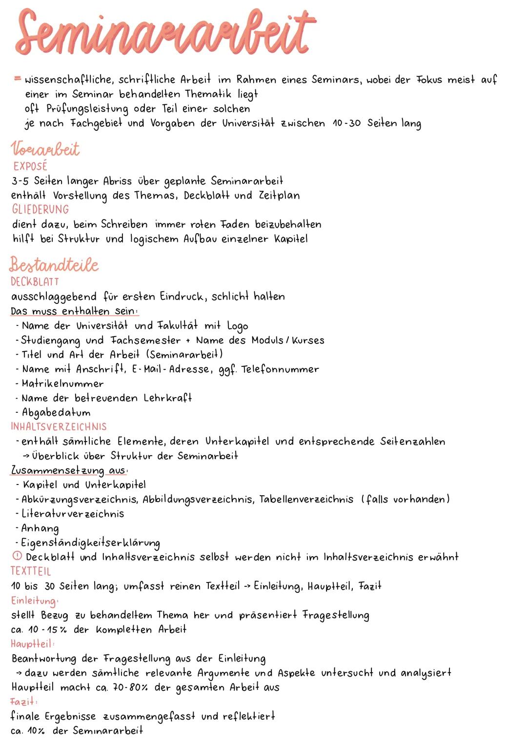 # Seminararbeit

= wissenschaftliche, schriftliche Arbeit im Rahmen eines Seminars, wobei der Fokus meist auf
einer im Seminar behandelten T