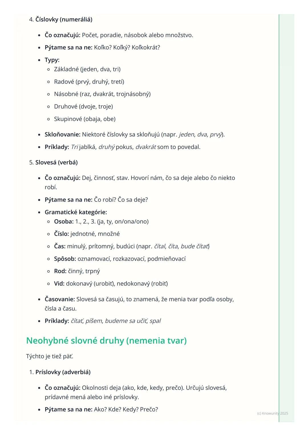 # Slovné druhy

1. Prehľad a úvod

Takže, ideme si zopakovať slovné druhy. Je to super dôležité, lebo nám to
pomáha rozumieť, ako funguje ná