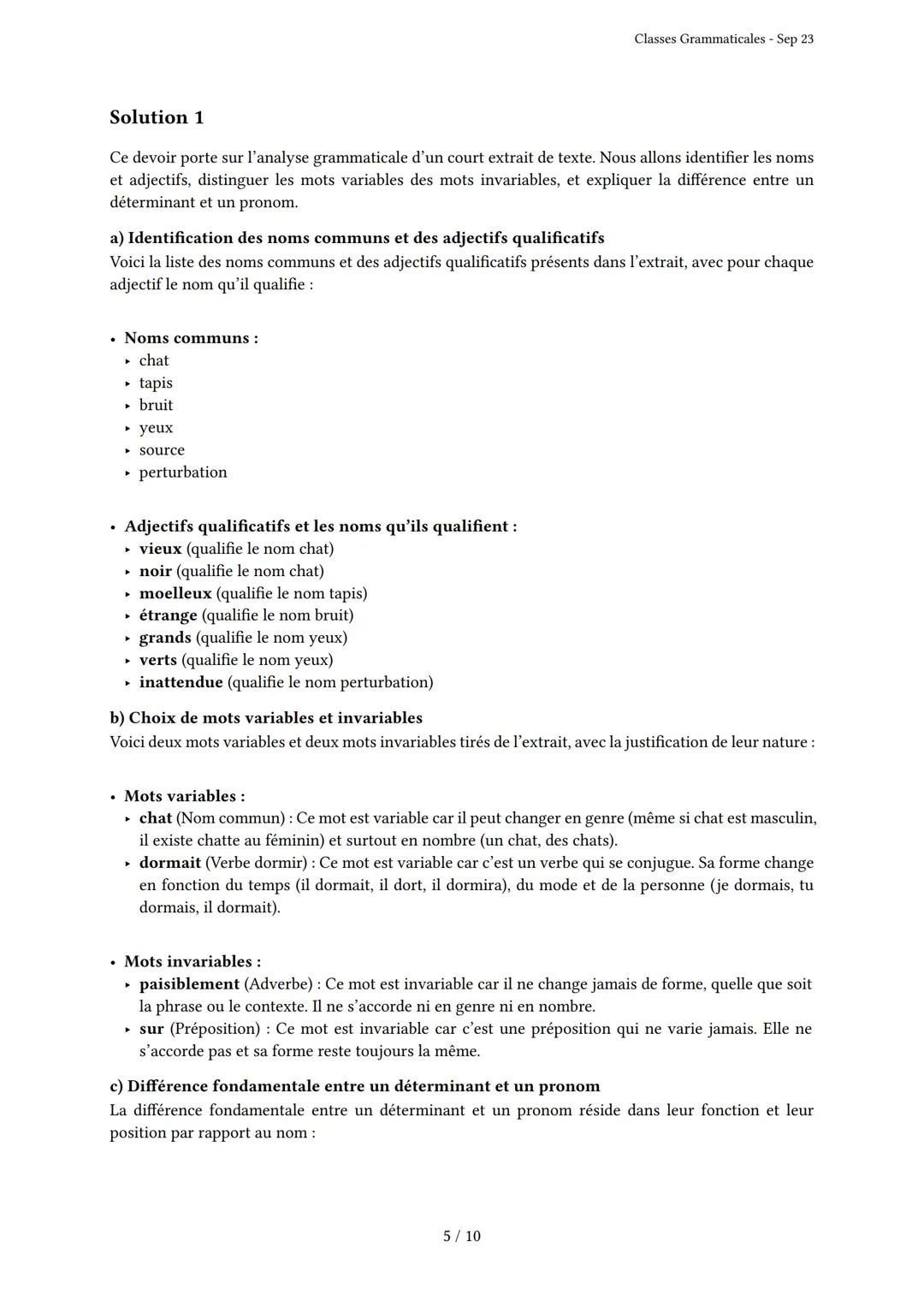 # Classes Grammaticales

Généré par Knowunity.fr - Sep 23

Description: Cet examen couvre les classes grammaticales et la nature des mots.

