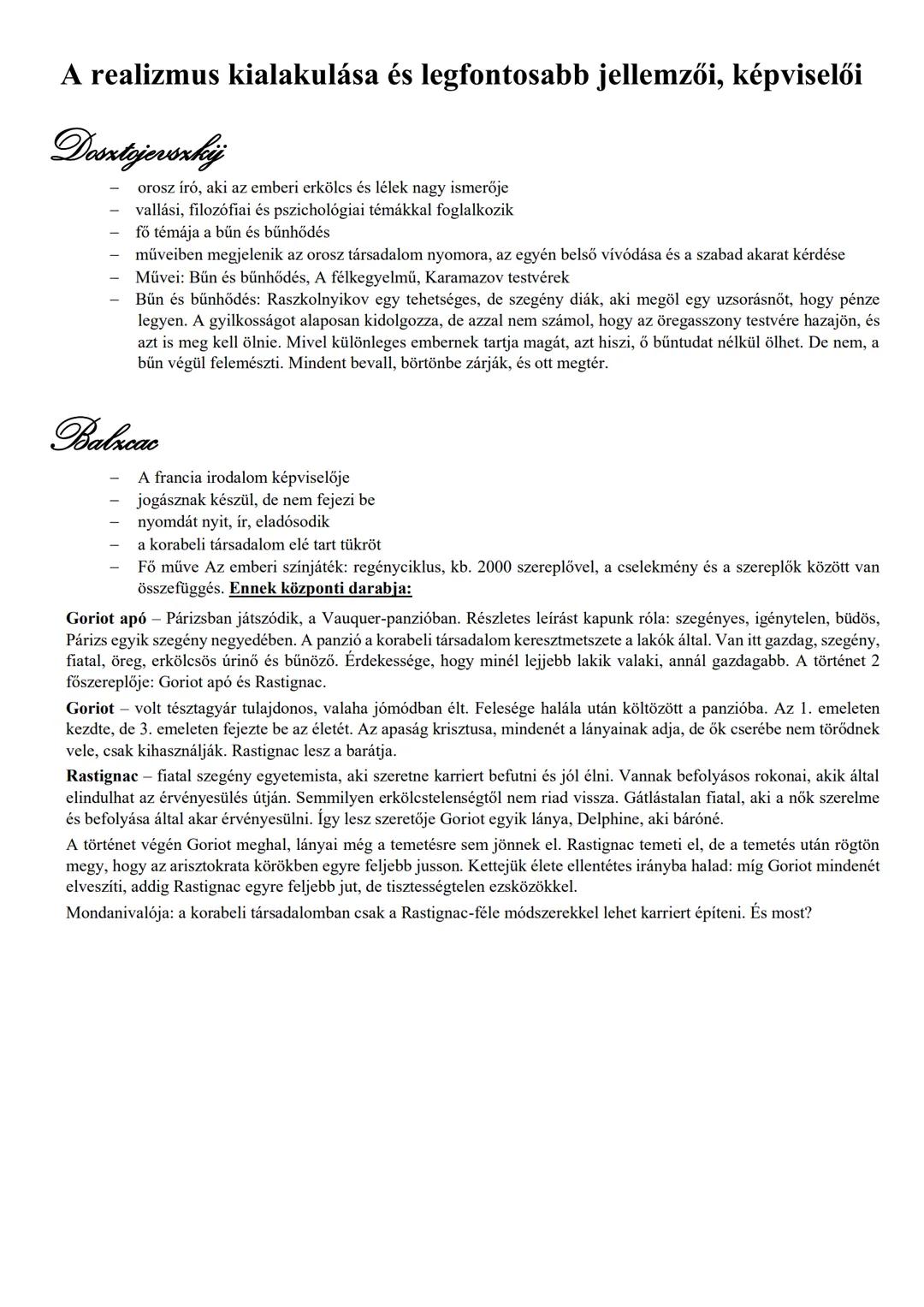 A realizmus kialakulása és legfontosabb jellemzői, képviselői
A realizmus a 19. század közepén kialakult, a valóságnak átfogó, hű, és a jell