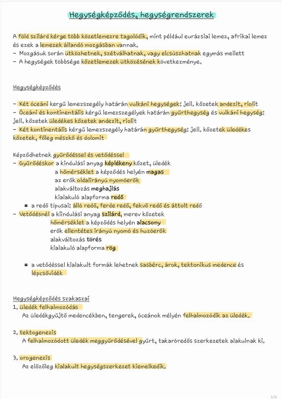 Hegységképződés, hegységrendszerek