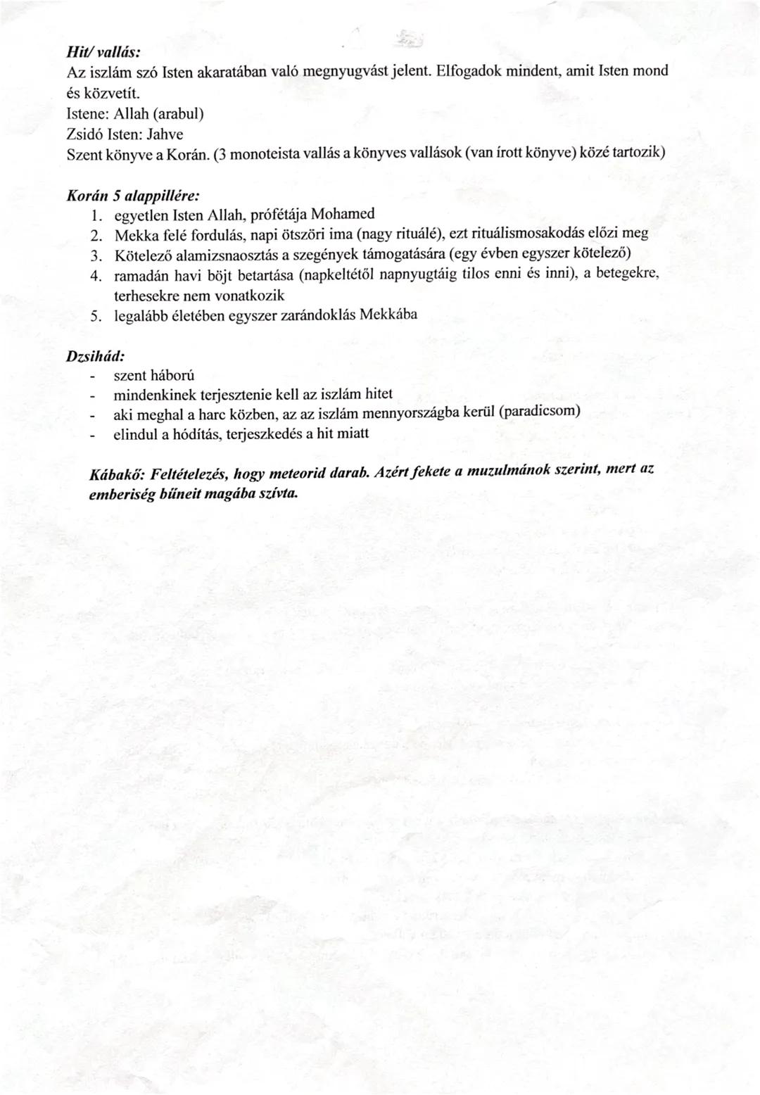 Iszlám vallás, arab hódítás
Tk. 74-78.0. (9-es), Atlasz: 14.0.
Kialakulása:
Az iszlám vallás az Arab félszigeten születik meg az arabok köré