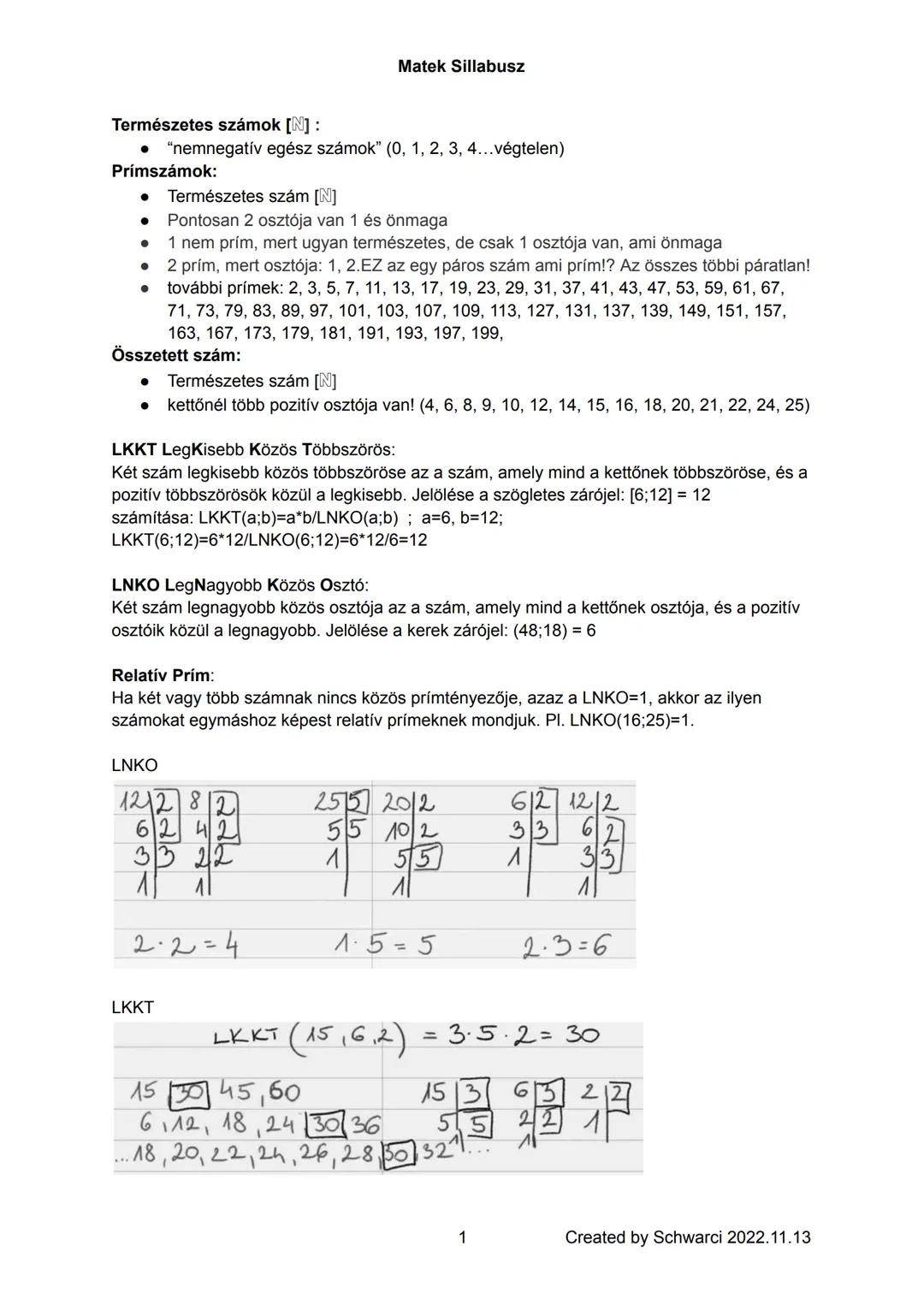 Matematika természetes számok