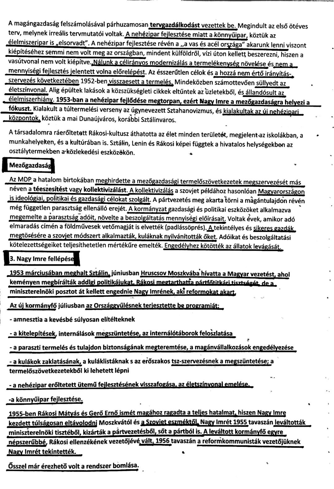 # A Rákosi-korszak
A II. VH-ból vesztesként kerültünk ki, amit Szovjet felszabadítás követett. 1945-ben a választásokat a
Független Kisgazd