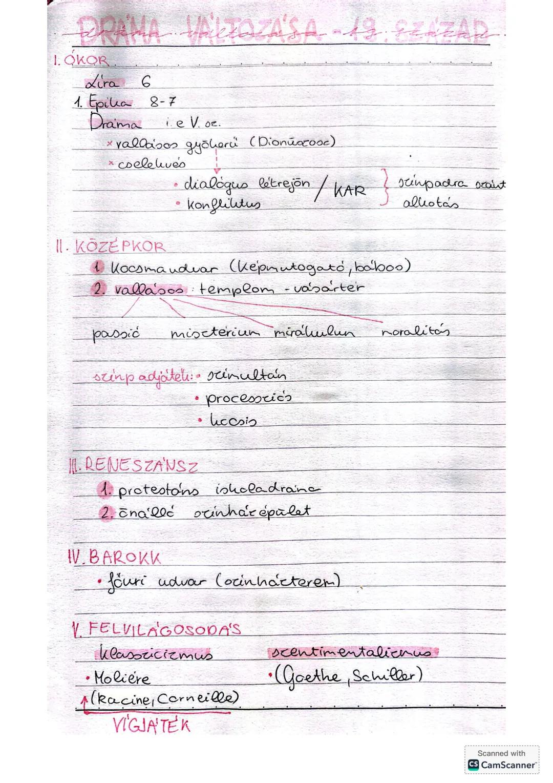 ## DRAMA VALTOZÁSA - 18. SZÁZAD
I. ÓKOR
- líra 6
- epika 8-7
Drama i.e. V. oz.
* vallásos gyökerei (Dionüszosz)
* cselekmény
- dialógus l