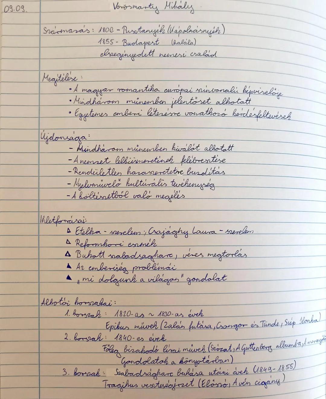 Vörösmarty jegyzet