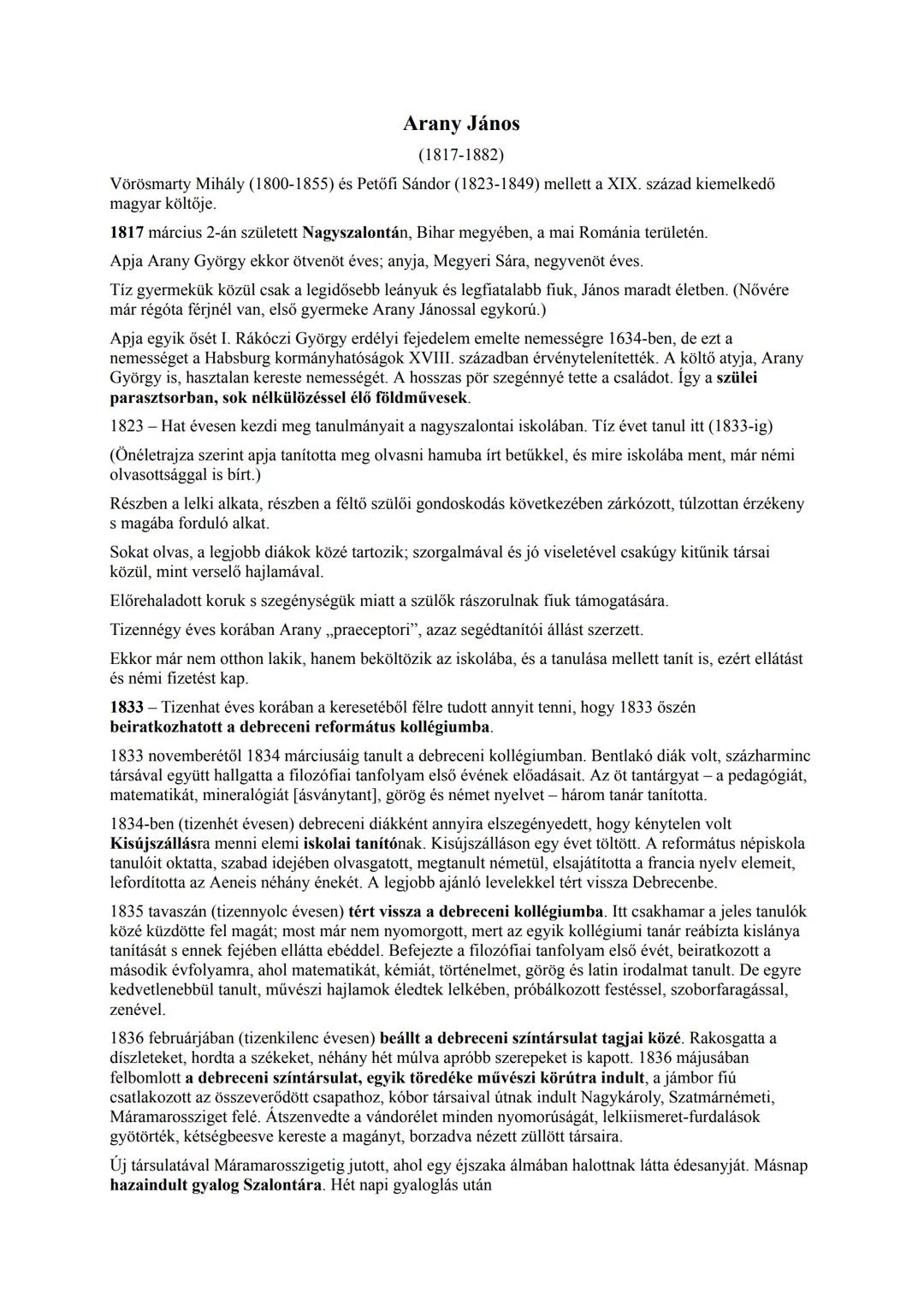 ## Arany János
(1817-1882)
Vörösmarty Mihály (1800-1855) és Petőfi Sándor (1823-1849) mellett a XIX. század kiemelkedő
magyar költője.
181