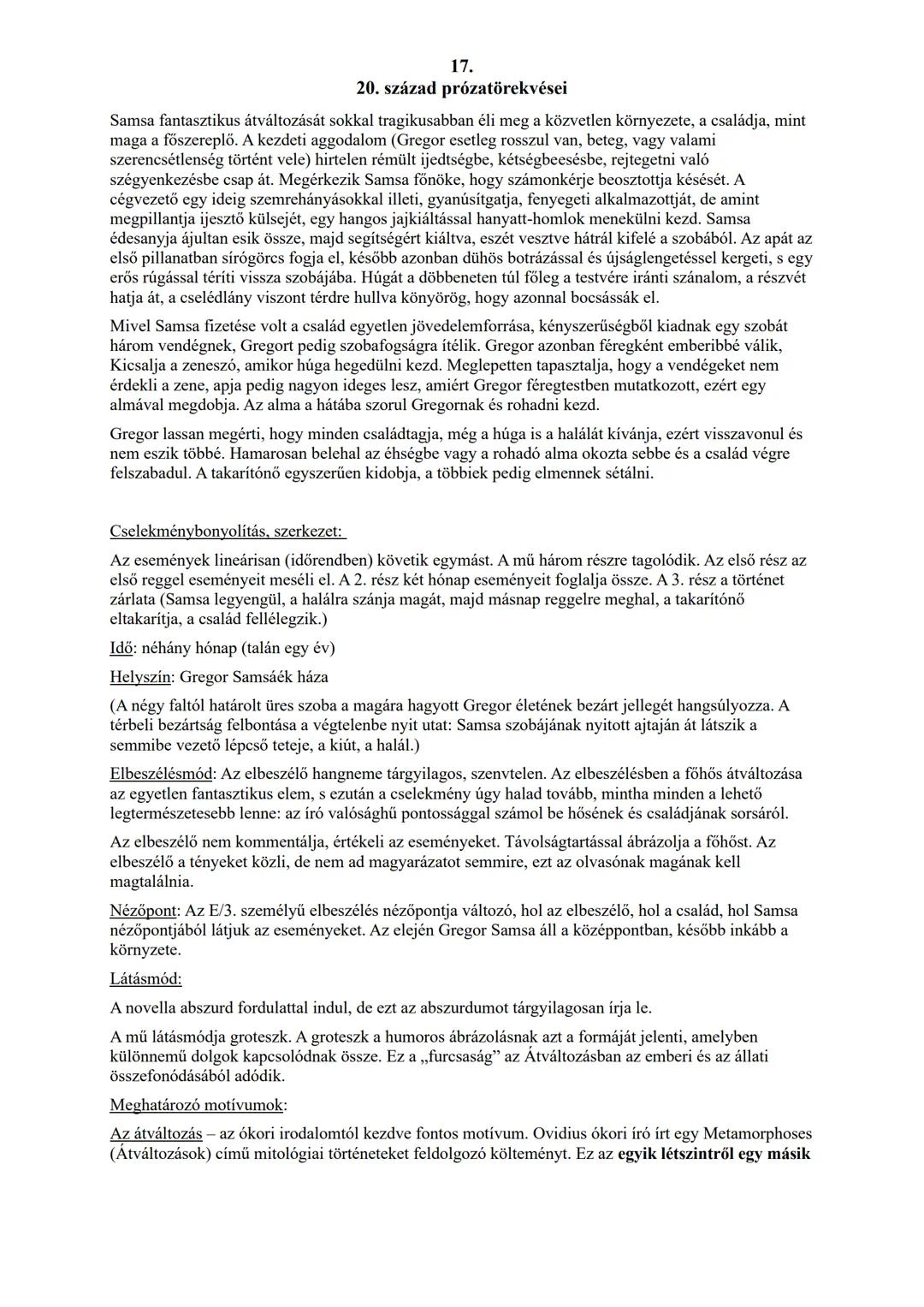 Franz Kafka (1883-1924)
17.
20. század prózatörekvései
német nyelven alkotó csehországi születésű, zsidó író, a 20. századi
irodalom egyik l