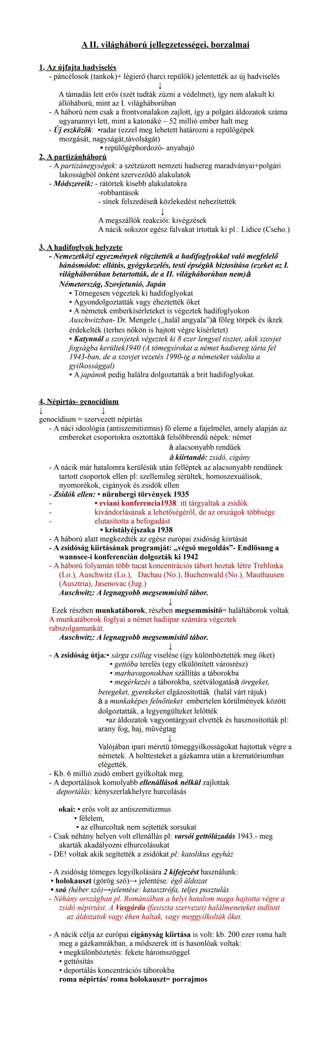 # A II. világháború jellegzetességei, borzalmai
1. Az újfajta hadviselés
-páncélosok (tankok) légierő (harci repülők) jelentették az új had