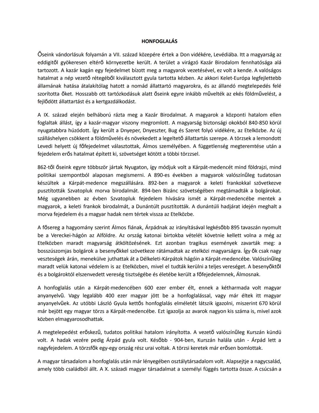 ## HONFOGLALÁS
Őseink vándorlásuk folyamán a VII. század közepére értek a Don vidékére, Levédiába. Itt a magyarság az
eddigitől gyökeresen