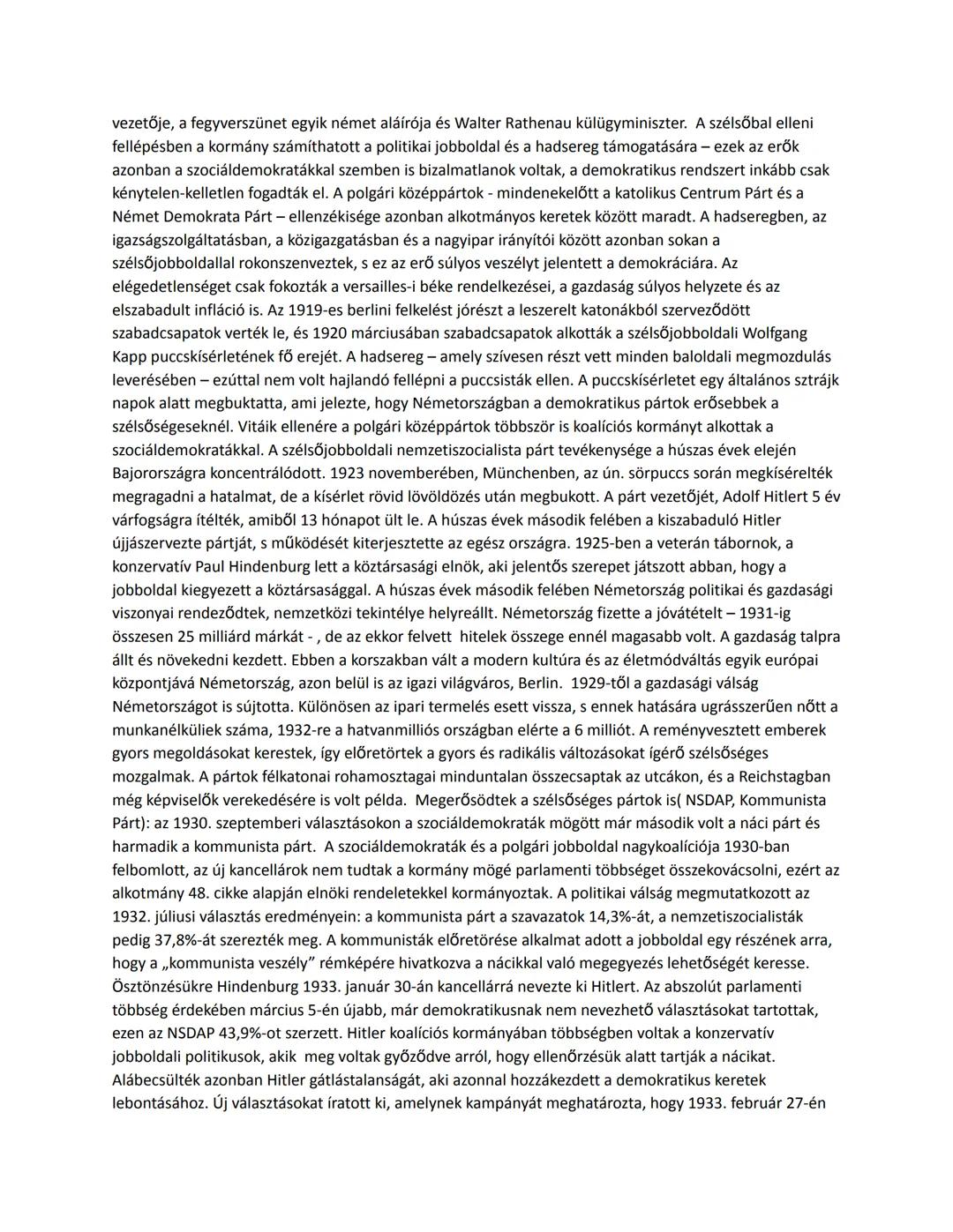 A náci Németország legfőbb jellemzői
1.1.A németországi forradalom
2.Szélsőbal és szélsőjobb
-Spartacus Szövetség
-Politikai gyilkosságok
-K