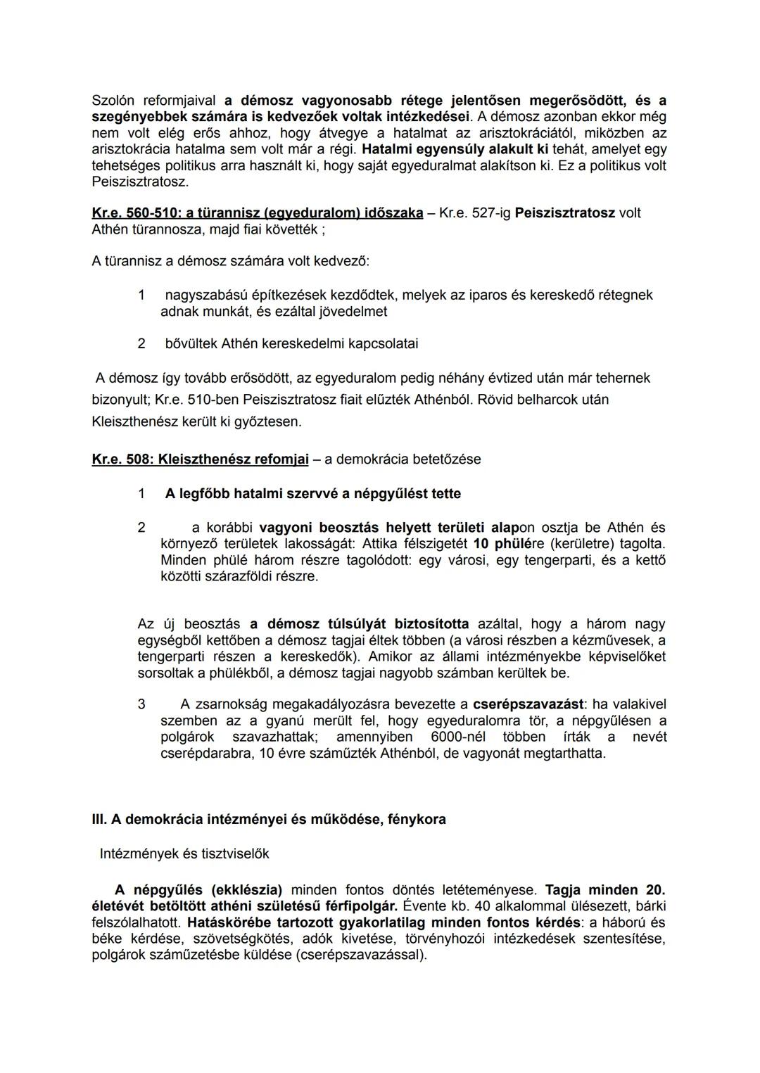 ## Az athéni demokrácia
I. A demokrácia jelentése, kialakulásának előzményei
A demokrácia szó jelentése népuralom, a görög démosz (nép) szó