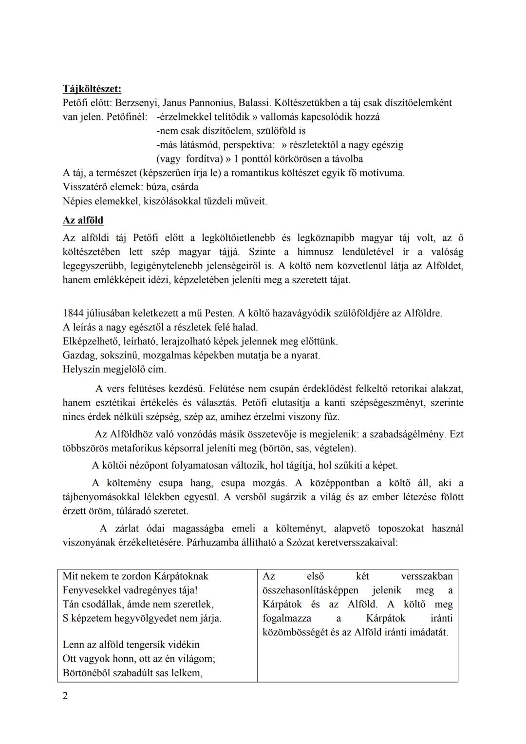 6. tétel: Petőfi tájlírája
I. témakör: Művek a magyar irodalomból I. Kötelező szerzők
Tétel: Petőfi Sándor tájköltészetének újszerűsége
„Köl