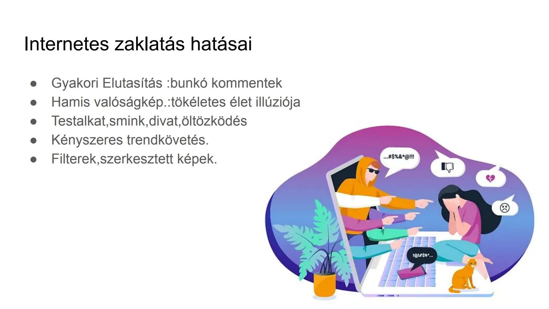 Online zaklatás jellemzői és védekezés ellene
-Sándor Zsófia
-Mohos Emma
-Sch.Janka
informatika projekt 8.r KI MIT MOND, TARTALOM
-Emma: Kik