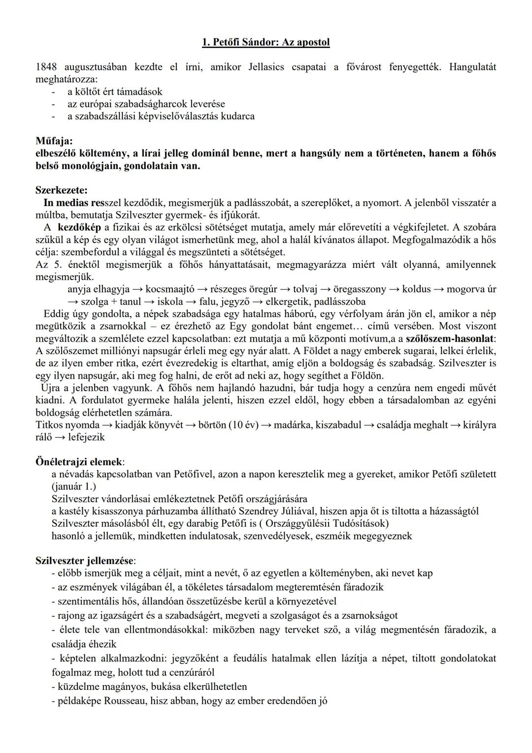 Irodalom érettségi szóbeli tételek