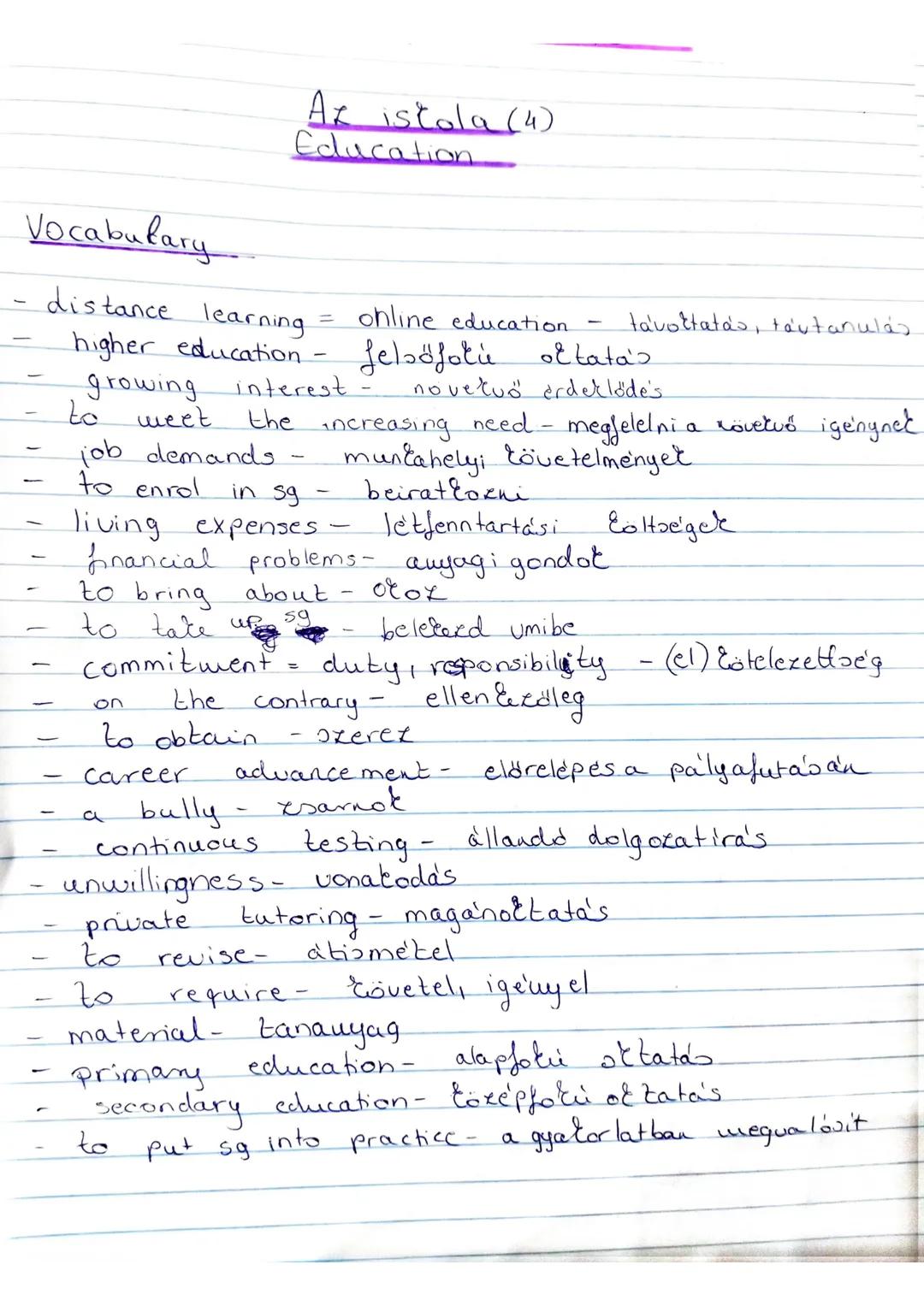 Education vocabulary