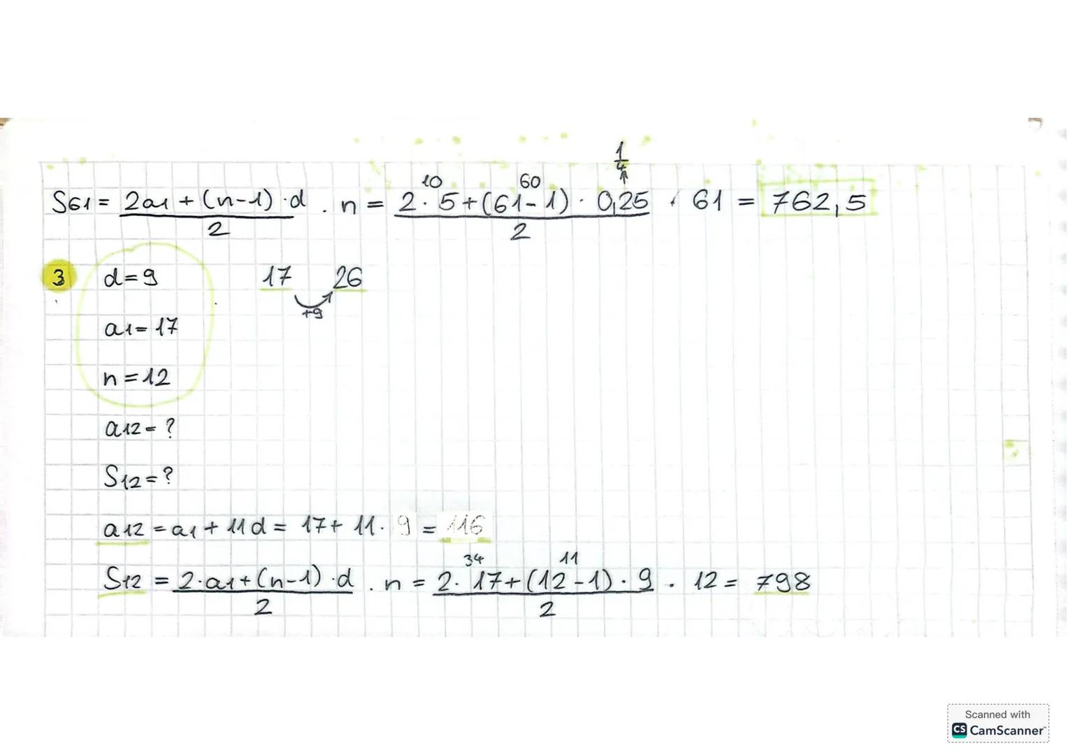 SZAMTANİ SOROZATOK
an=a1+(n-1)d
Sn=a1+an.n
2
Sn=2a1+(n-1)d.n
2
1 Számtani sorozad
a1=4
d=7
a1 a2 a3 a4 a5
4 11 18 25 32
a32 = a1+31d=4+31.7=