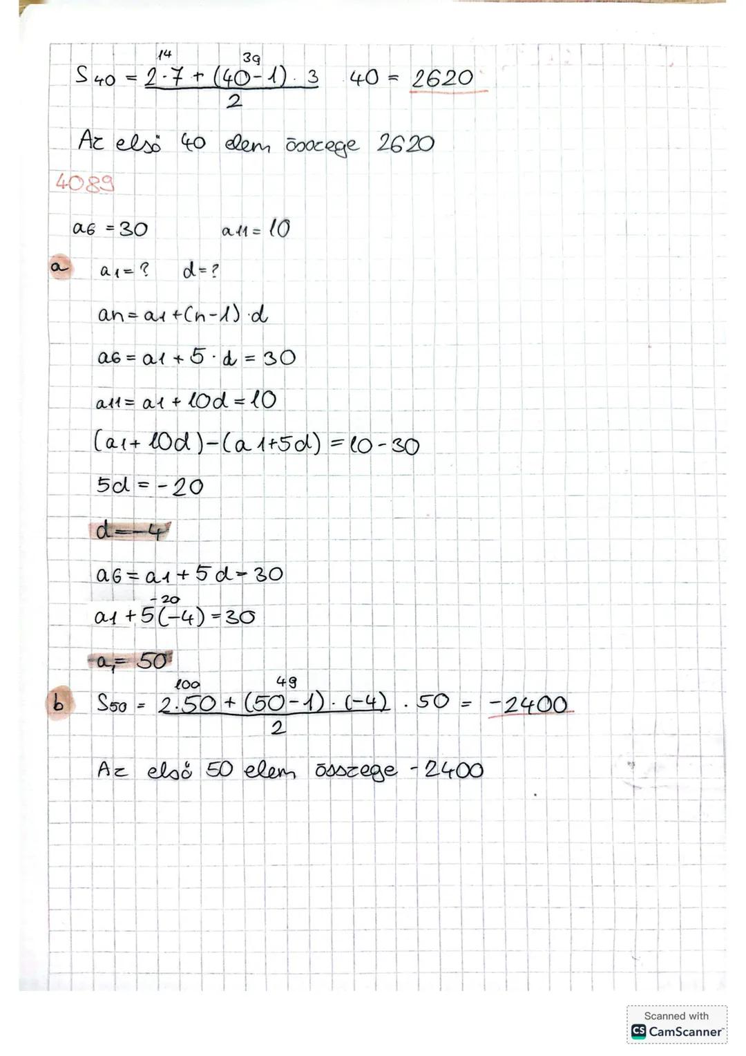 SZAMTANİ SOROZATOK
an=a1+(n-1)d
Sn=a1+an.n
2
Sn=2a1+(n-1)d.n
2
1 Számtani sorozad
a1=4
d=7
a1 a2 a3 a4 a5
4 11 18 25 32
a32 = a1+31d=4+31.7=