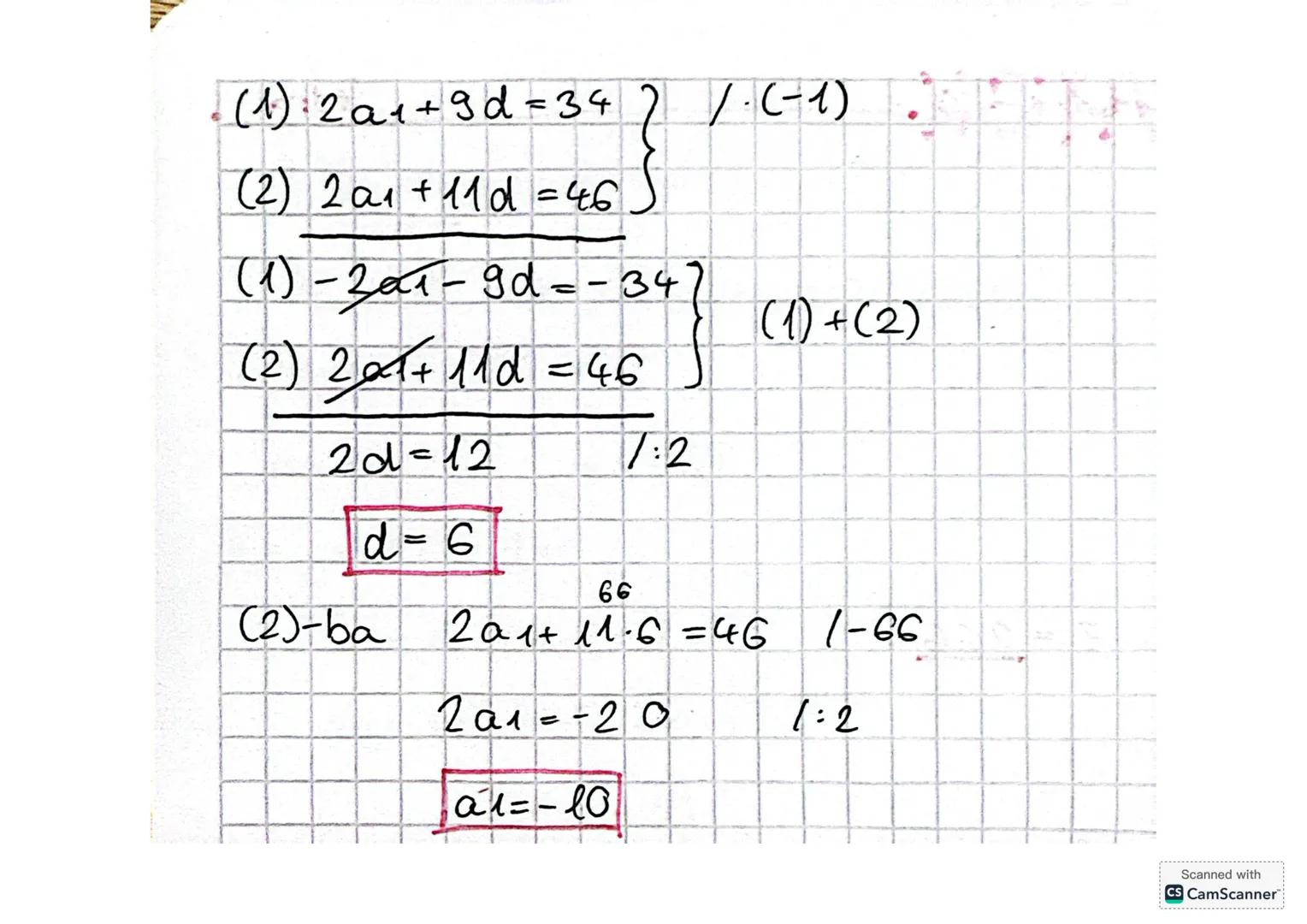 ## Stámtani sorozat
4086
n = 7
a<sub>1</sub> = 23
d = 5
a<sub>6</sub> = a<sub>1</sub> + 5d = 23 + 5 \cdot 5 = 48
S<sub>7</sub> = \frac{2a<s