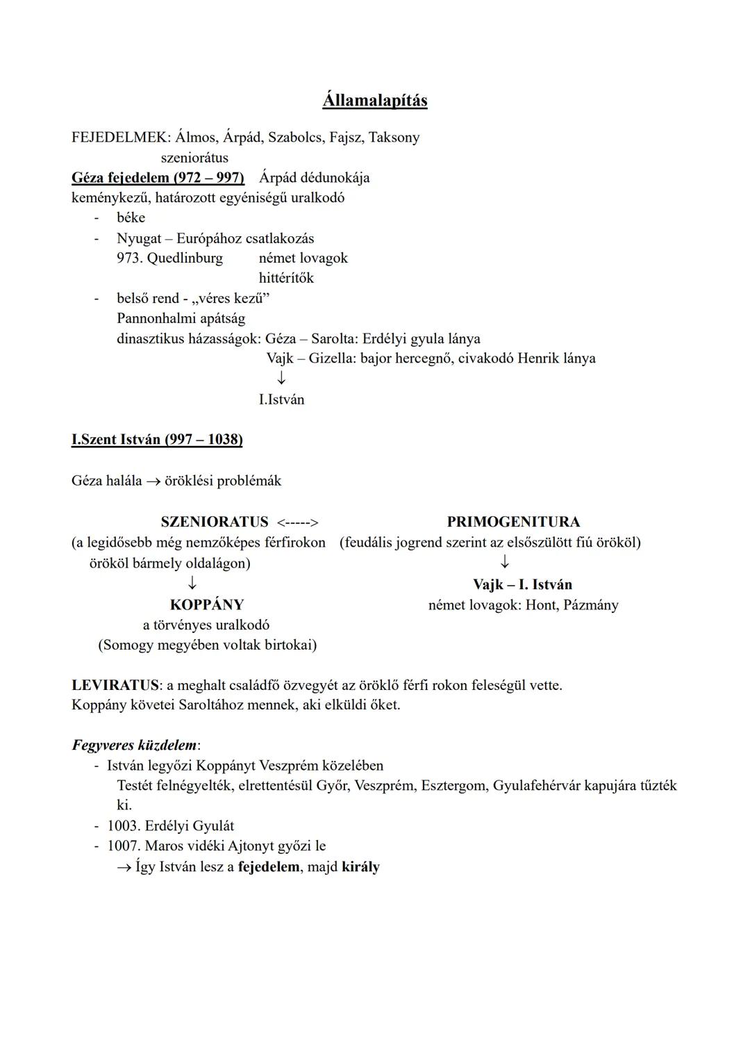 Államalapítás, Szent István