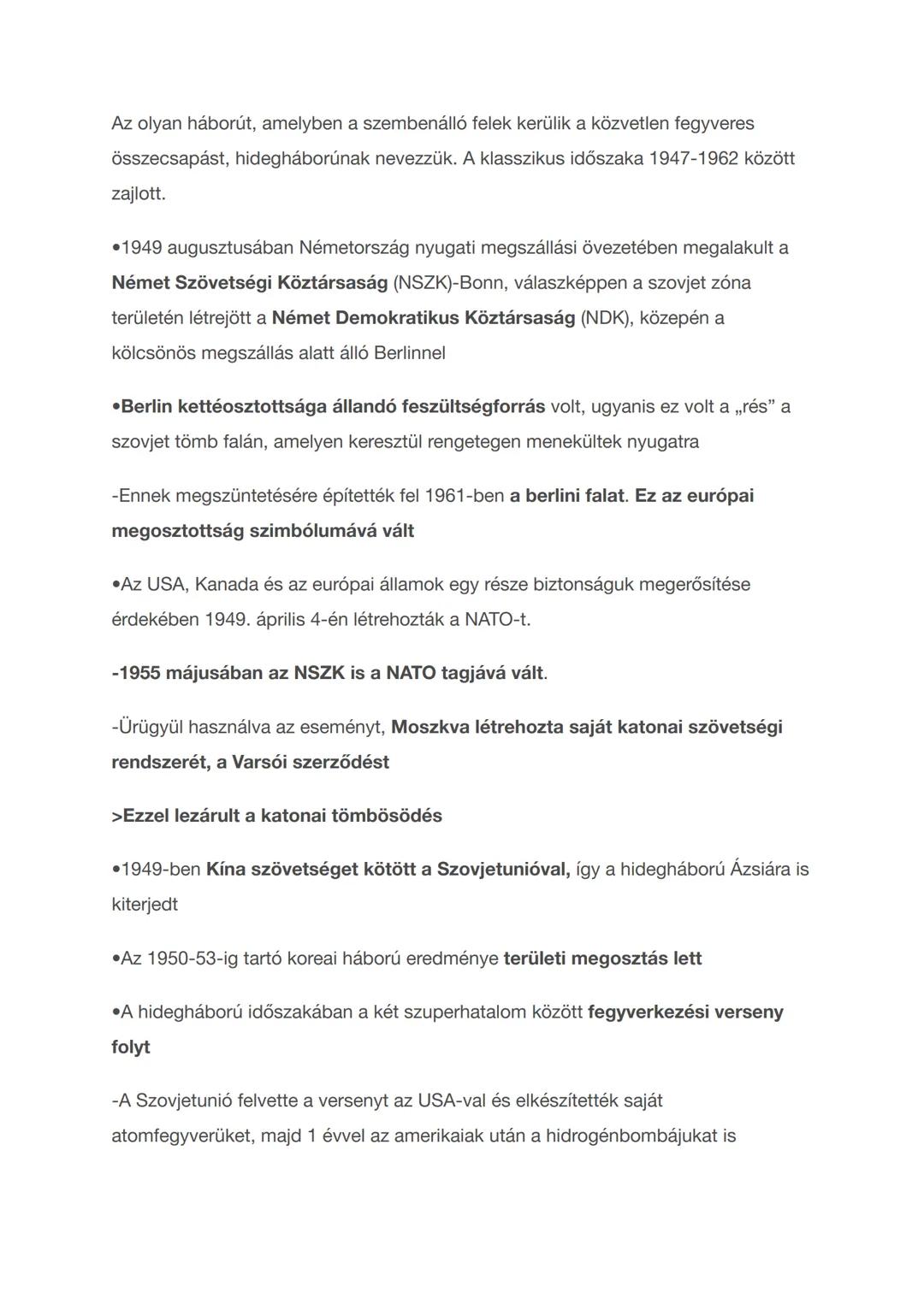 A hidegháborús szembenállás jellemzői
A hidegháborúhoz vezető út:
A második világháború idején (1939-1945) a különböző politikai vezetésű
ha