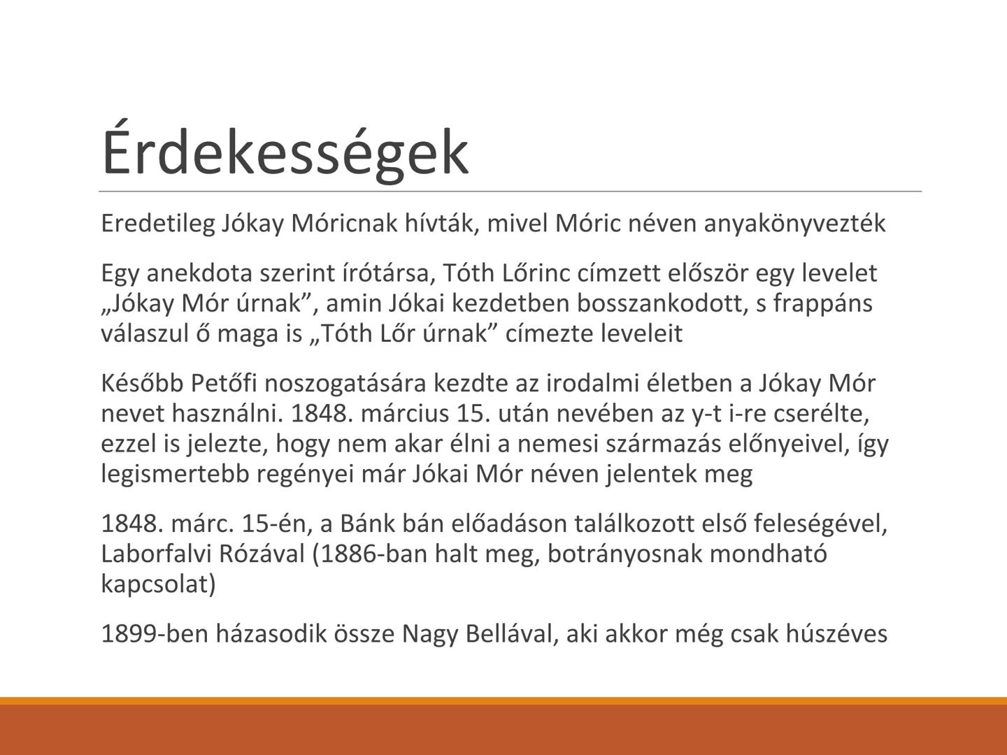 Jókai Mór: Az arany ember Jókai Mór életrajza
Komáromban született, 1825.
február 18-án kisbirtokos,
református nemesi családba,
édesapja Jó