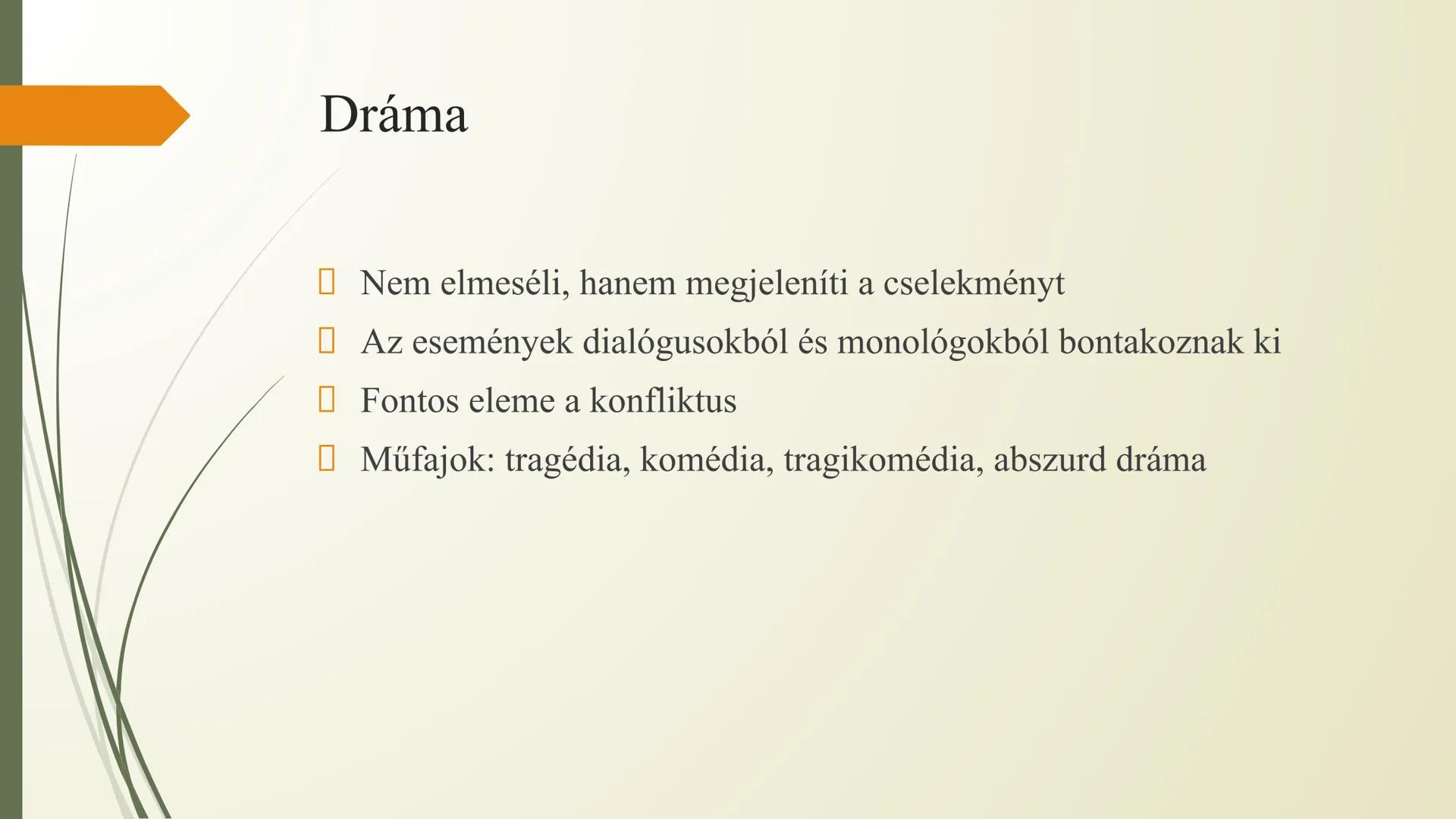Műnemek és műfajok LÍRA
ÉLMÉNYT FEJEZ KI
CÉLJA A KIFEJEZÉS: A
BESZÉLŐRE IRÁNYUL
ÁLT. VERSES
DAL, ELÉGIA, ÓDA,
EPIGRAMMA, EPISZTOLA,
EKLOGA S