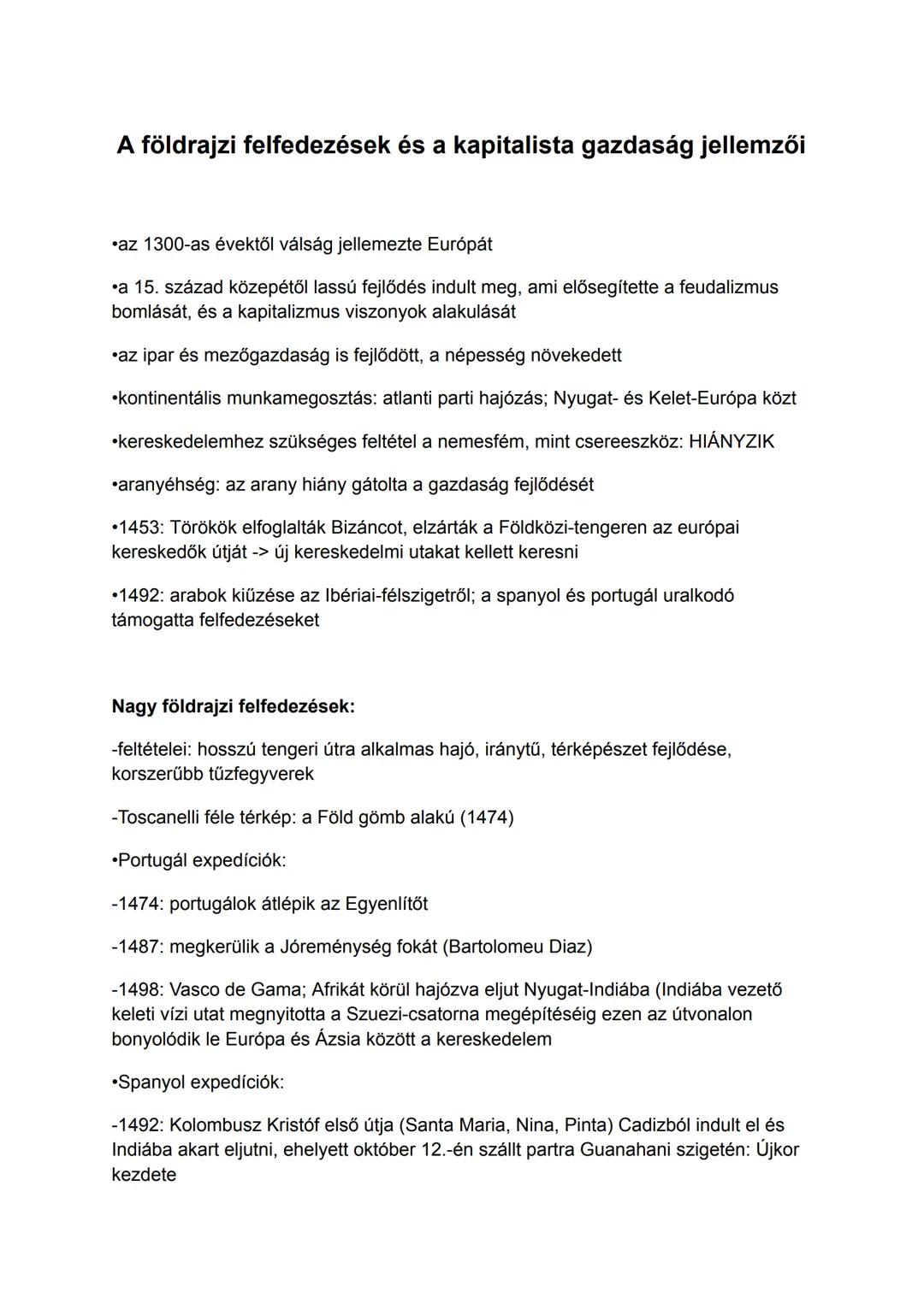 Földrajzi felfedezések, kapitalista gazdaság