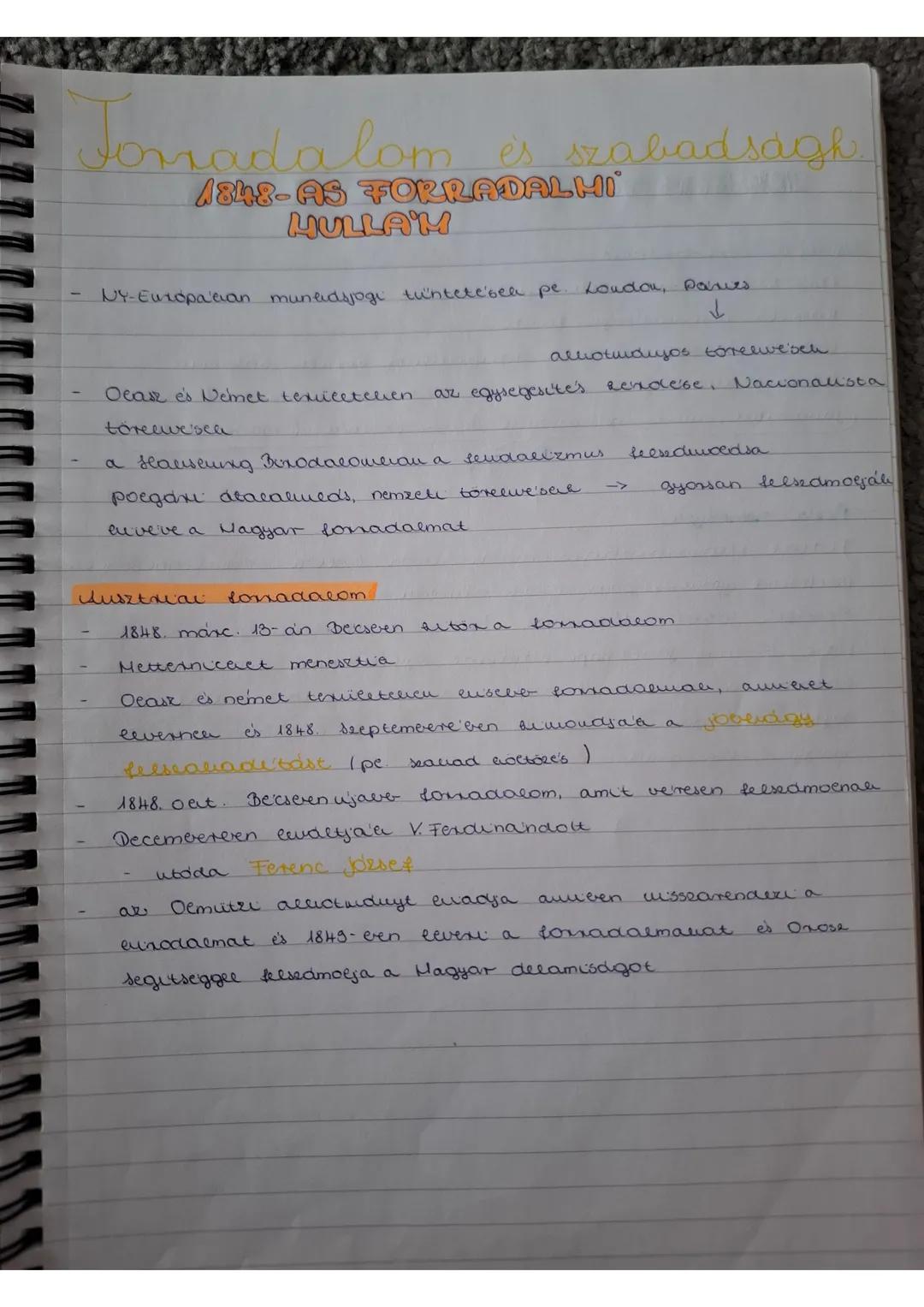 Jonadalom es szabadságh
1848-AS FORRADALMI
HULLA'M
- NY-Europian munadajogi tüntetések pe London, Párizs
↓
- Olasz és Német területeken az e