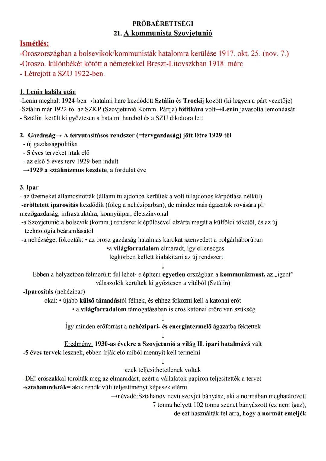 Ismétlés:
PRÓBAÉRETTSÉGI
21. A kommunista Szovjetunió
-Oroszországban a bolsevikok/kommunisták hatalomra kerülése 1917. okt. 25. (nov. 7.)
-