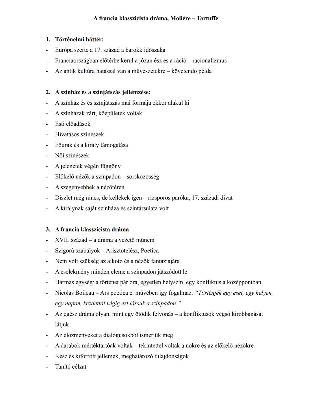 ## A francia klasszicista dráma, Moliére - Tartuffe
1. **Történelmi háttér:**
- Európa szerte a 17. század a barokk időszaka
- Franciaorszá