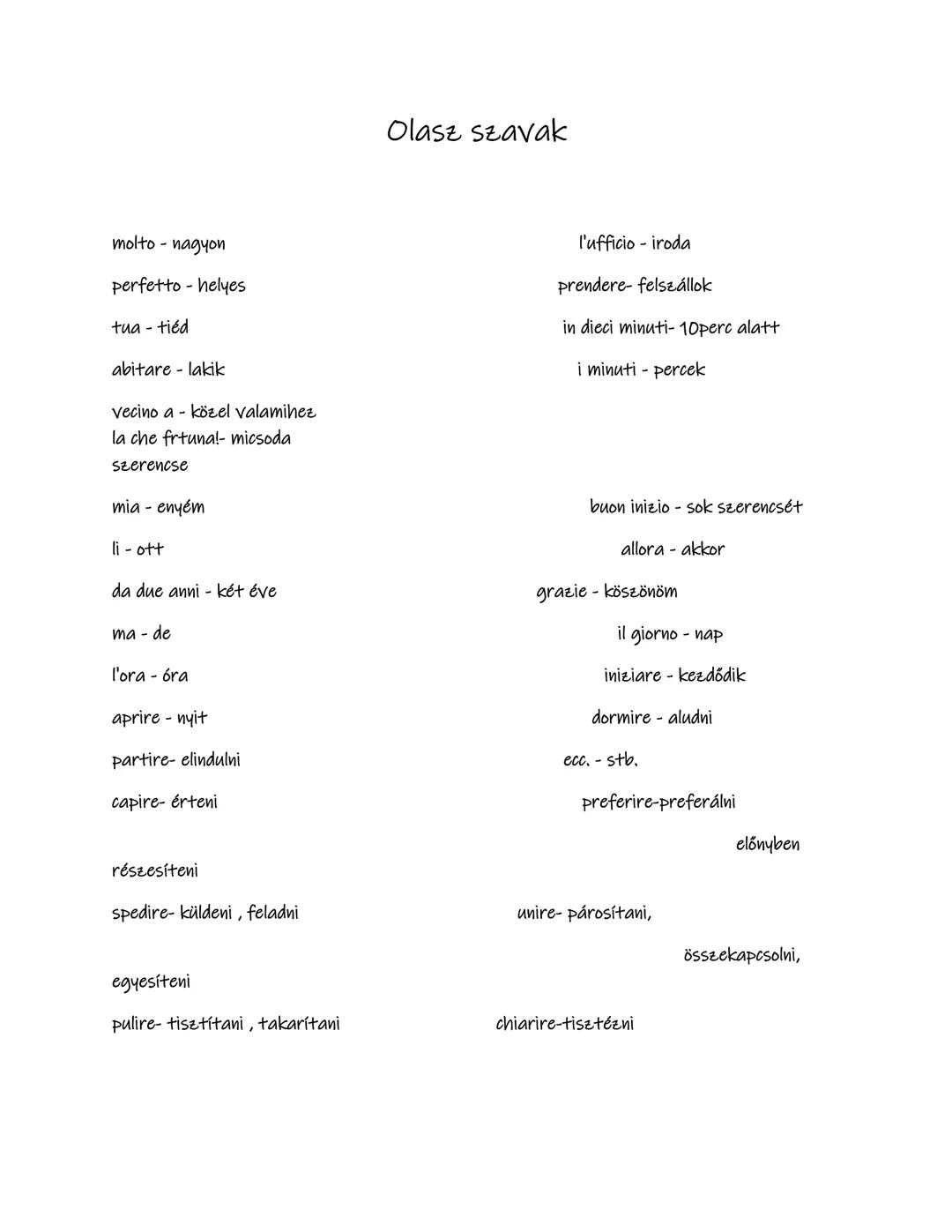 Olasz szavak kezdőknek