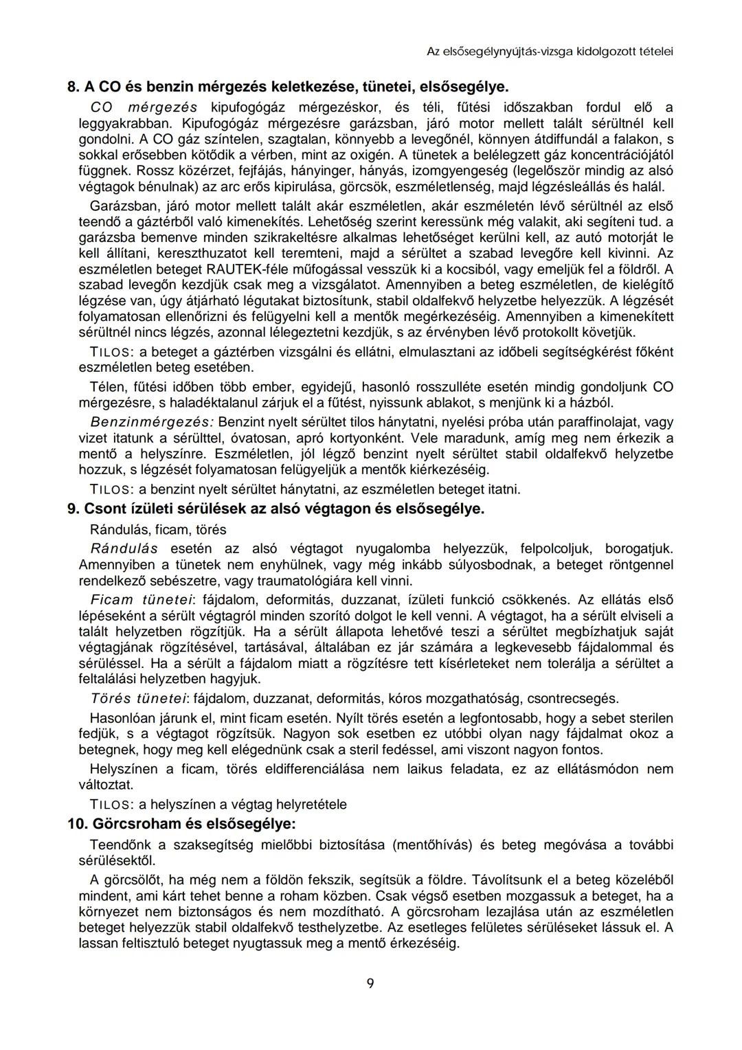 Az elsősegélynyújtás-vizsga
kidolgozott tételei
A tételsor: 1 – 6
B tételsor: 7 – 12 ## Az elsősegélynyújtás-vizsga kidolgozott tételei
1.