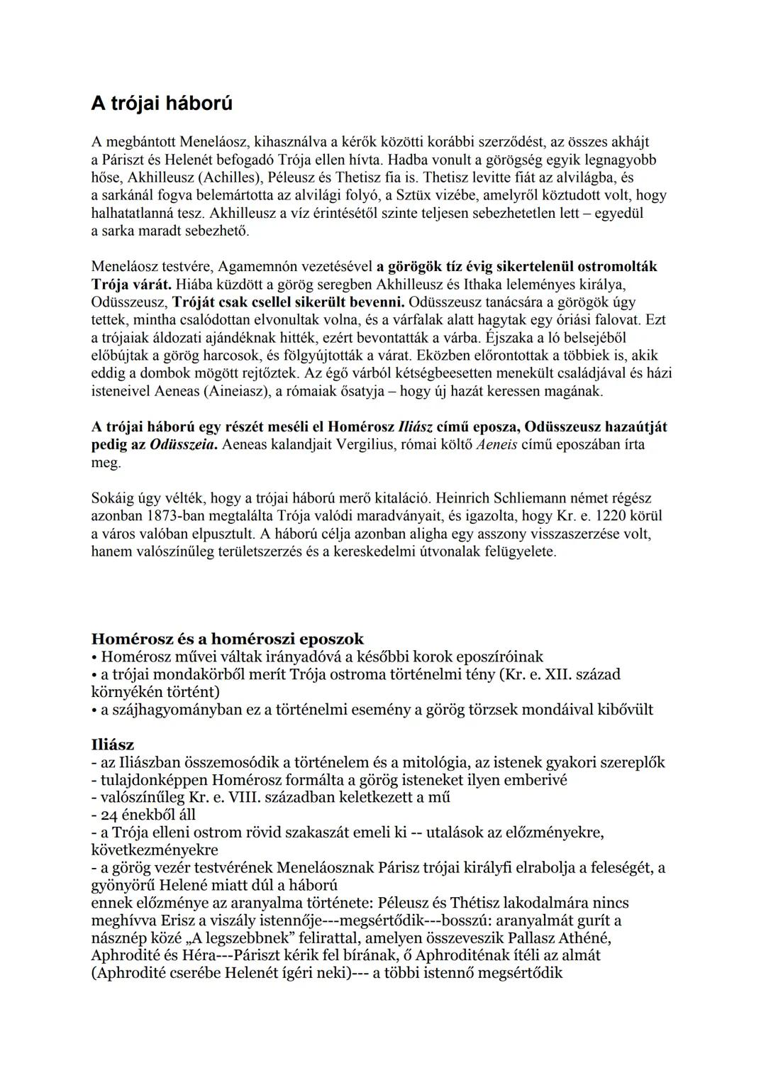 ## A homéroszi eposzok
### Az eposz
* az eposz egészen a XVII. század végéig a világirodalom egyik legrangosabb műfaja
* nagyepikai műnemh