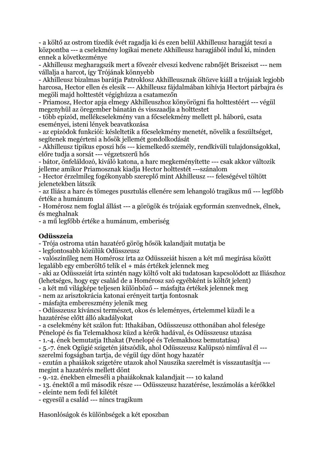 ## A homéroszi eposzok
### Az eposz
* az eposz egészen a XVII. század végéig a világirodalom egyik legrangosabb műfaja
* nagyepikai műnemh