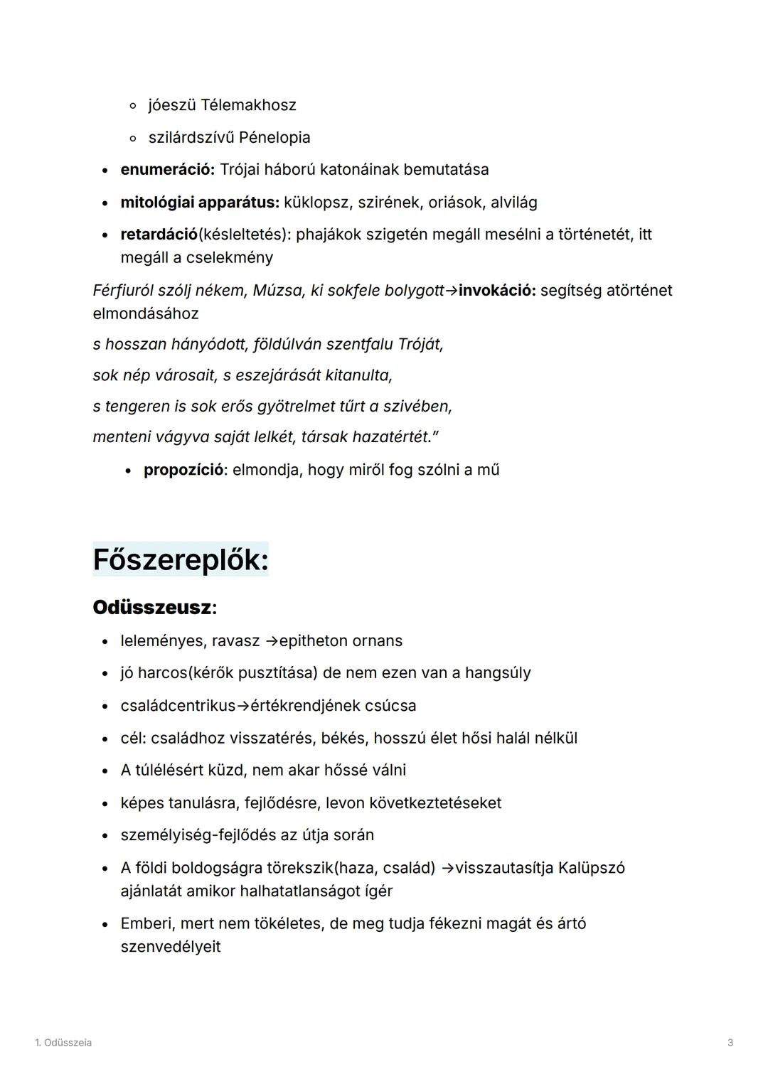 1. Odüsszela
1. Odüsszeia
Created @November 27, 2024 9:38 PM
Tags
irodalom
Homérosz eposza: Odüsszeia
Műfaj: eposz
Def.: Olyan nagyepikai,