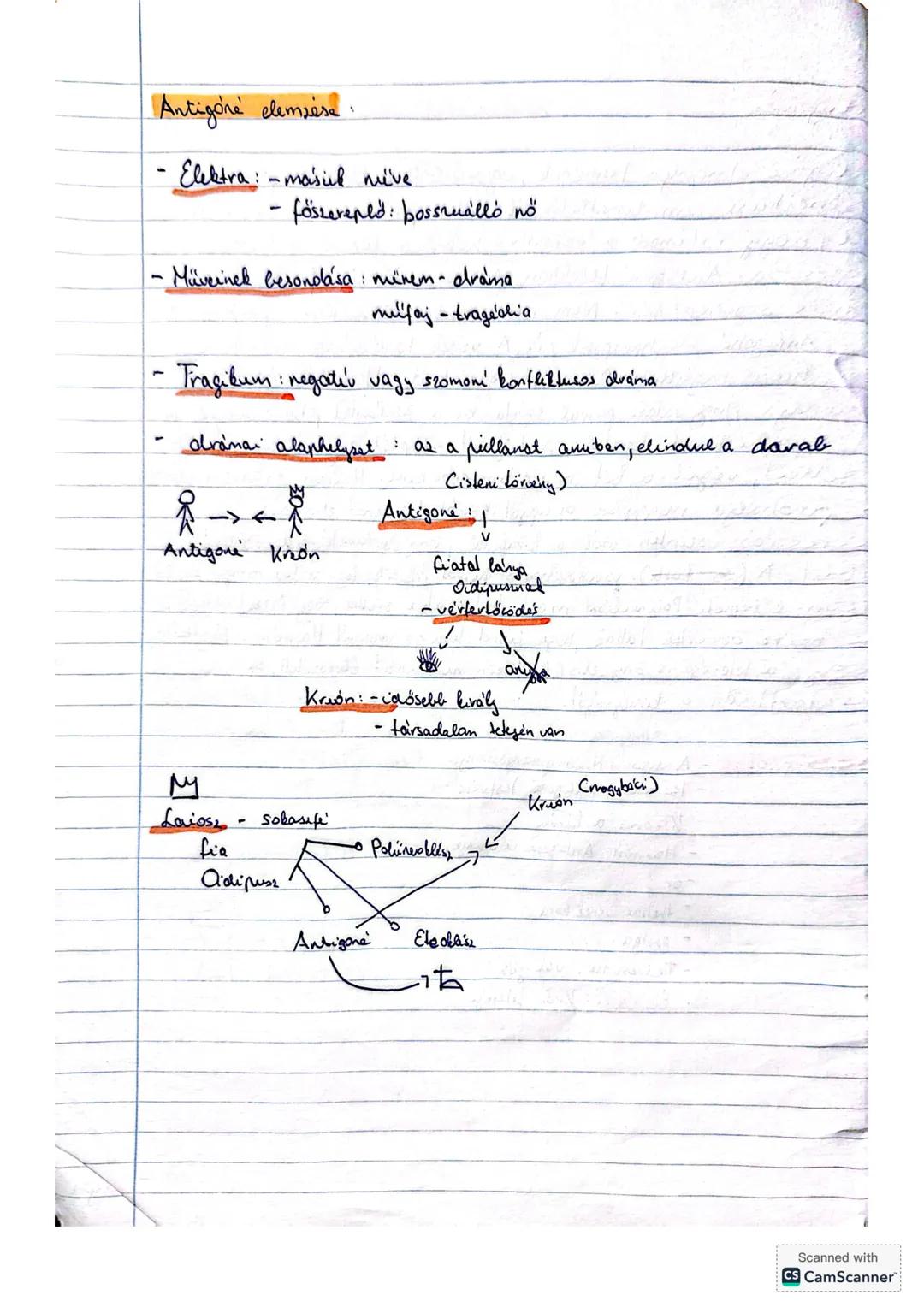 Antigone
Antigone elmonalja Ismenét, ugye ő volt a testvére, hogy
Polüneibess nem temethetik el Kreon parancsaira. A büne az
volt, hogy rátá
