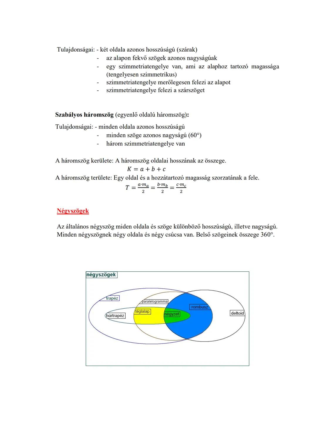 1. Sokszögek, síkidomok
▼
Kör
Geometria összefoglaló
(1. rész)
Oldal: Két szomszédos csúcsot összekötő szakasz.
Átló: Két nem szomszédos csú