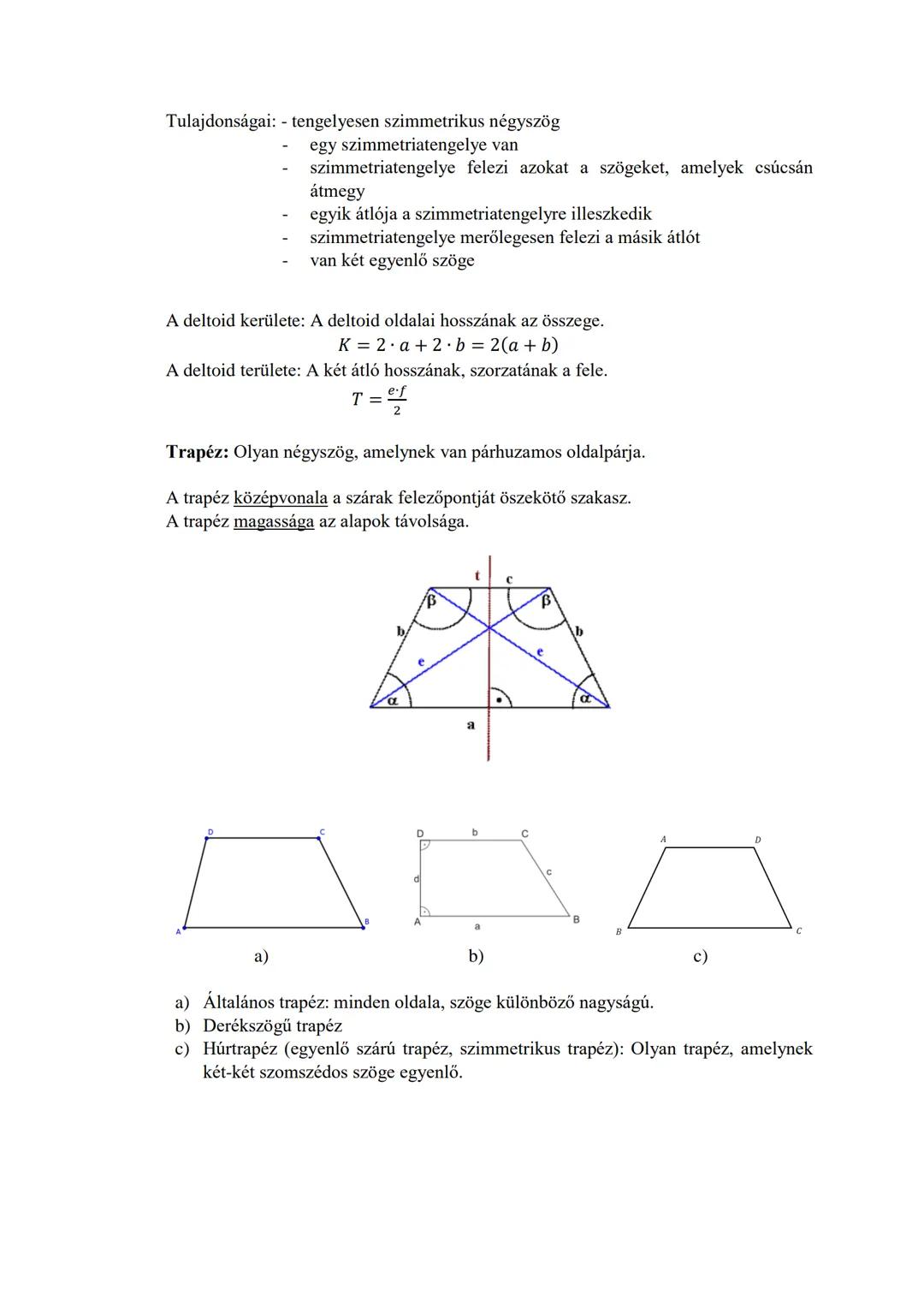 1. Sokszögek, síkidomok
▼
Kör
Geometria összefoglaló
(1. rész)
Oldal: Két szomszédos csúcsot összekötő szakasz.
Átló: Két nem szomszédos csú