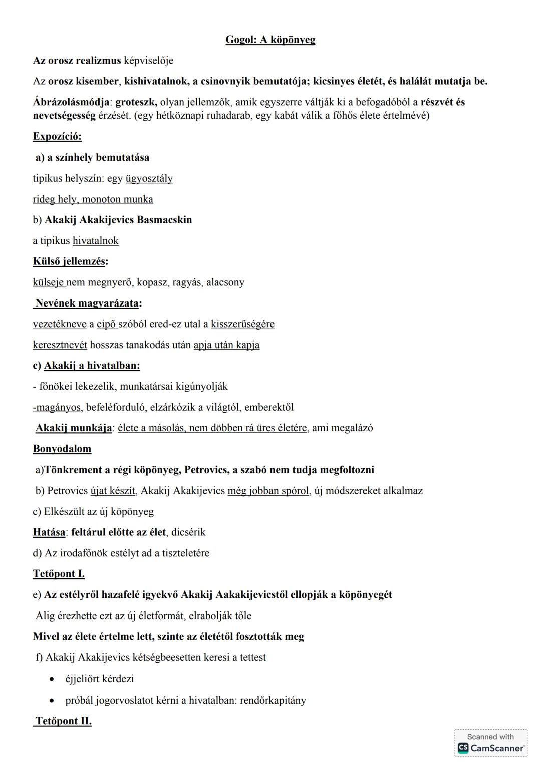 ## Gogol: A köpönyeg
Az orosz realizmus képviselője
Az orosz kisember, kishivatalnok, a csinovnyik bemutatója; kicsinyes életét, és halálá