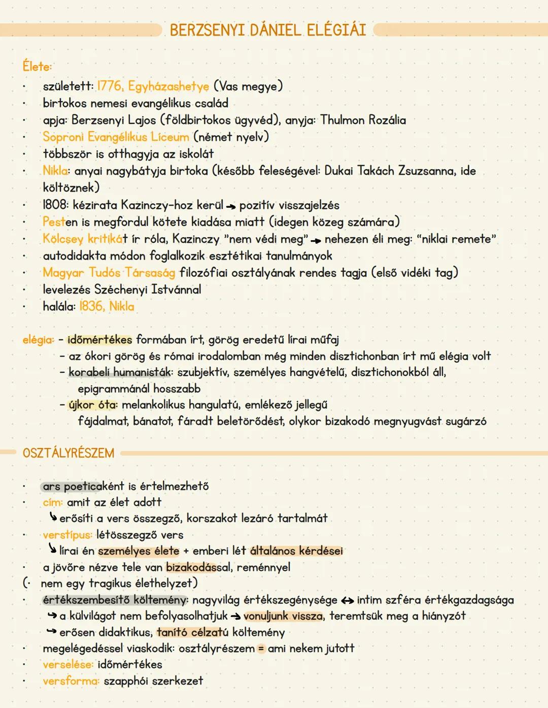 ## BERZSENYI DÁNIEL ELÉGIÁI
### Élete:
* született: 1776, Egyházashetye (Vas megye)
* birtokos nemesi evangélikus család
* apja: Berzsenyi