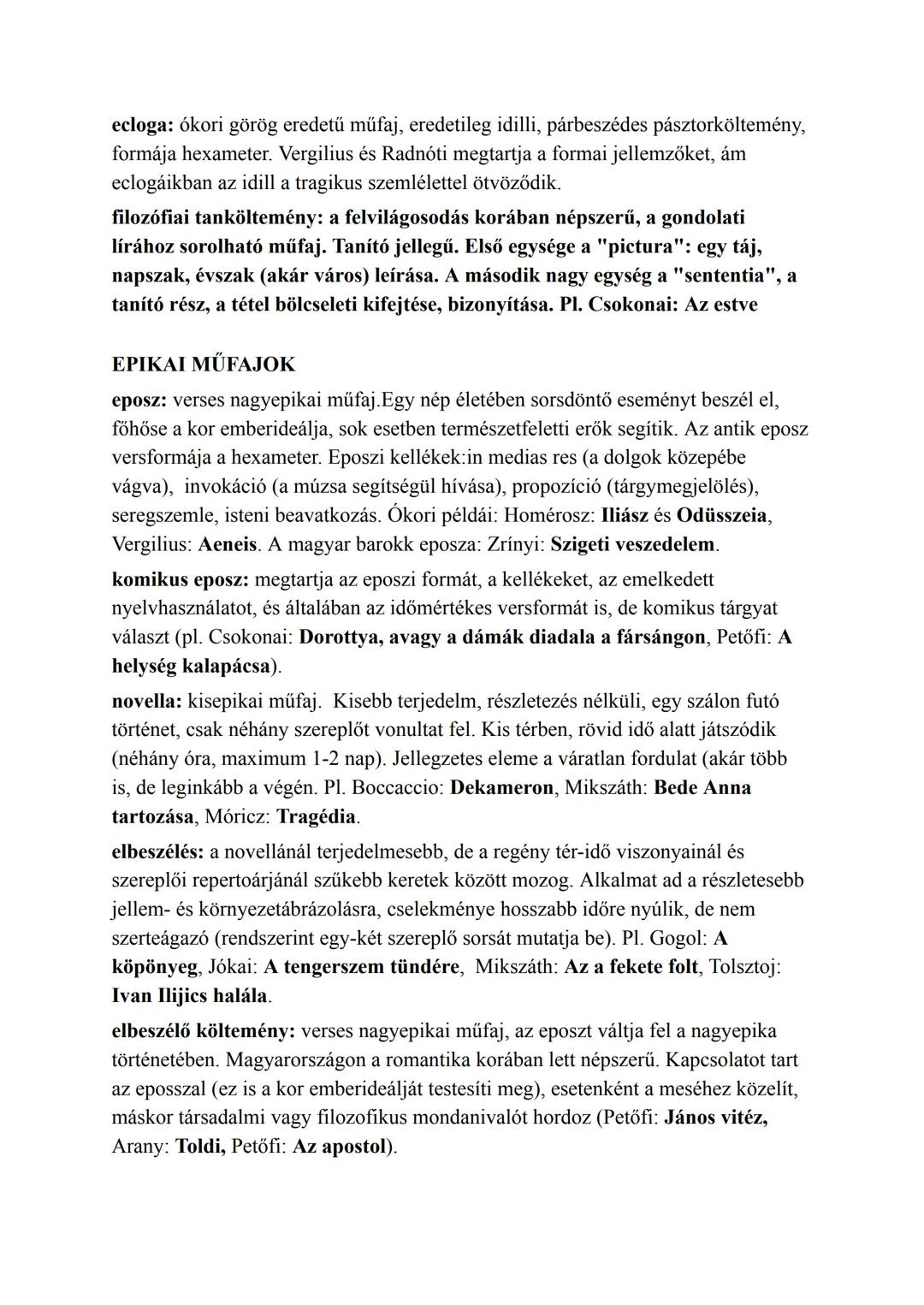 LÍRAI MŰFAJOK
dal: élményeken alapuló, kis terjedelmű lírai műfaj. Egyszerű érzelmet tisztán,
közvetlenül kifejező költemény. Hangneme egysé